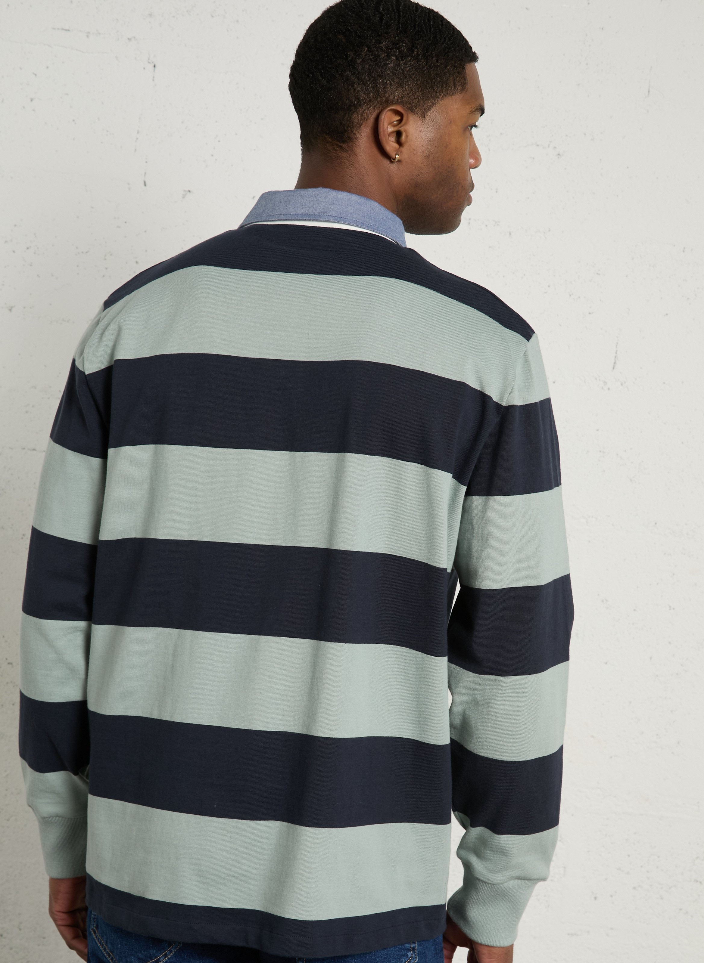 Striped straight cotton polo shirt GANT Grey