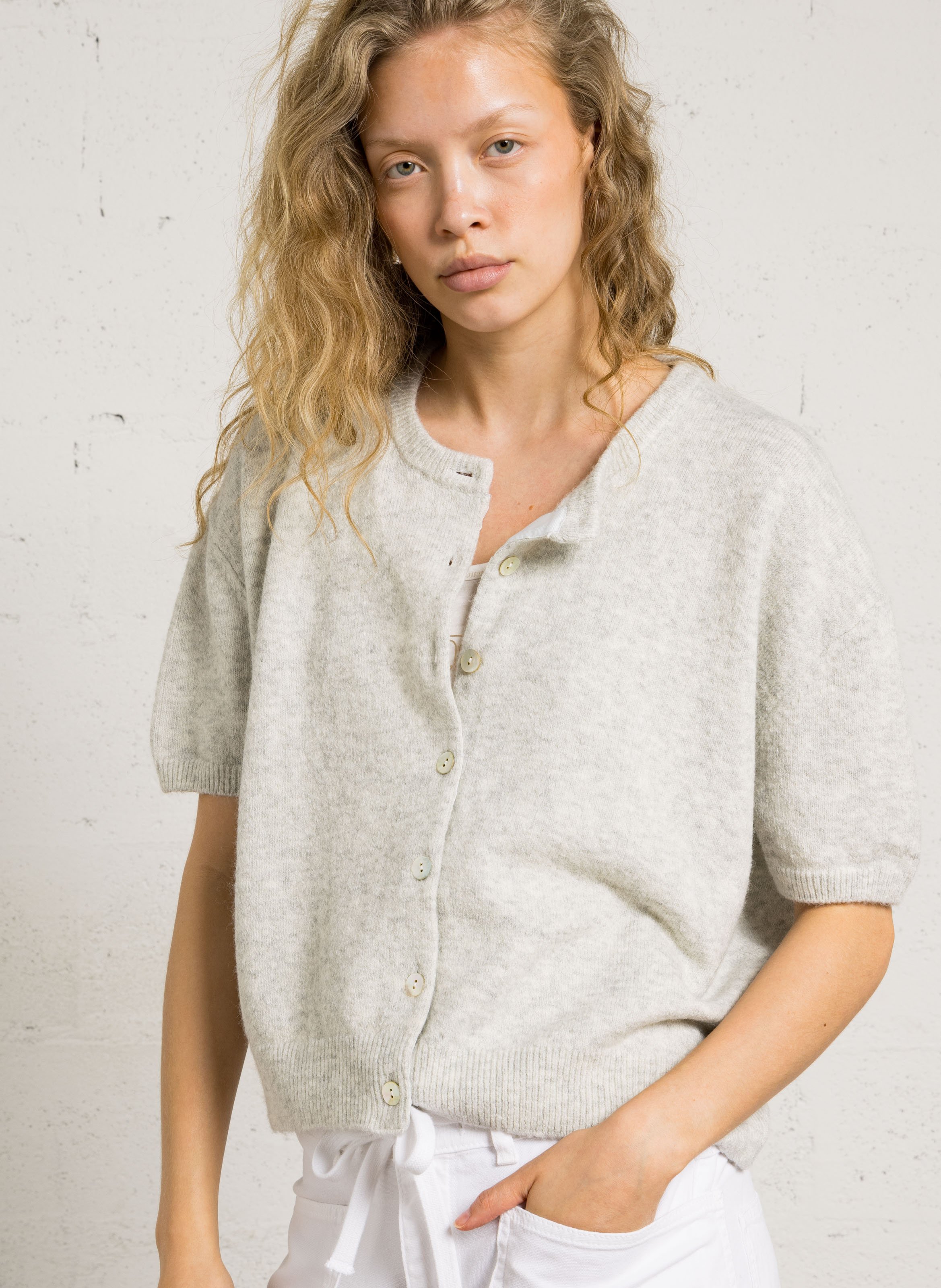 Round-neck cardigan LE TEMPS DES CERISES Grey