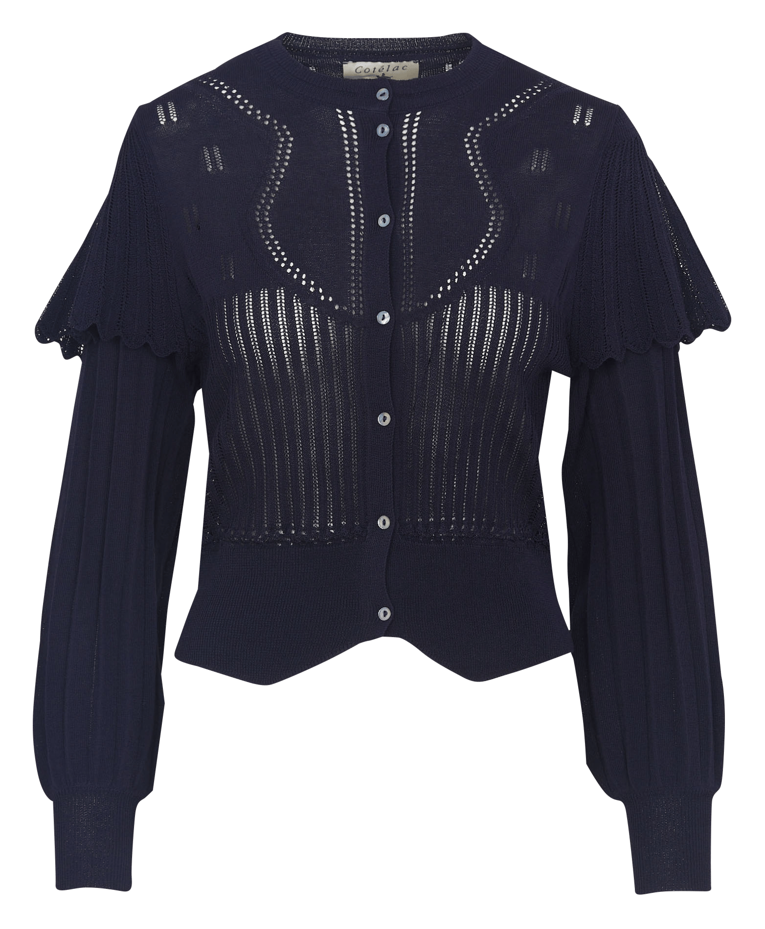 Gerade geschnittener Cardigan mit Rundhalskragen Baumwoll-Mix COTELAC Violett