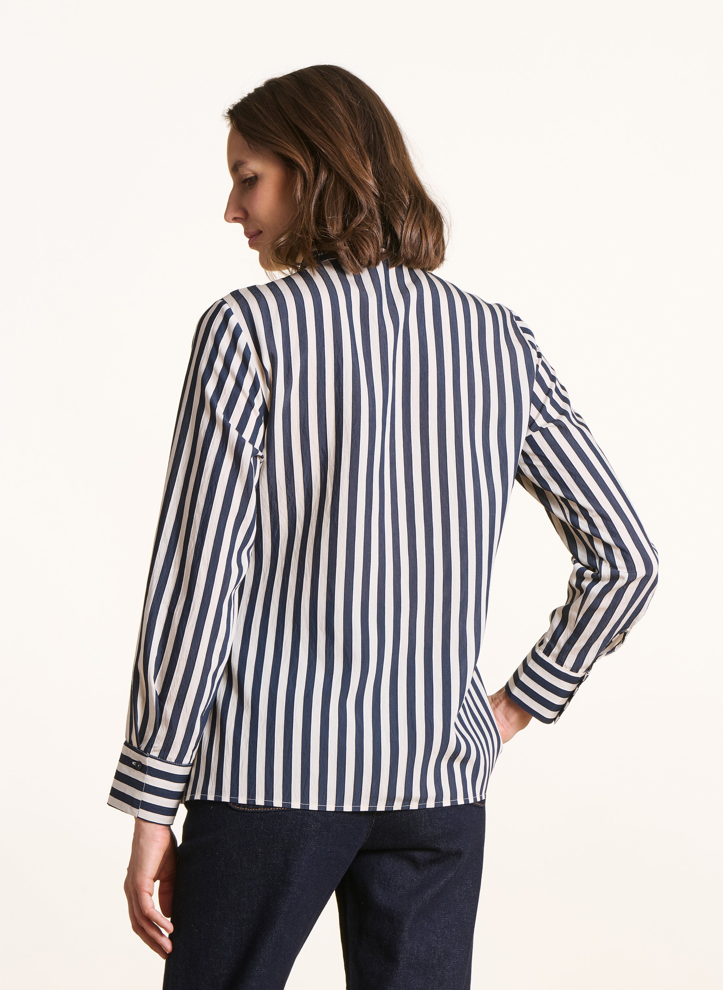 Chemise à rayures col classique  LA FEE MARABOUTEE Bleu