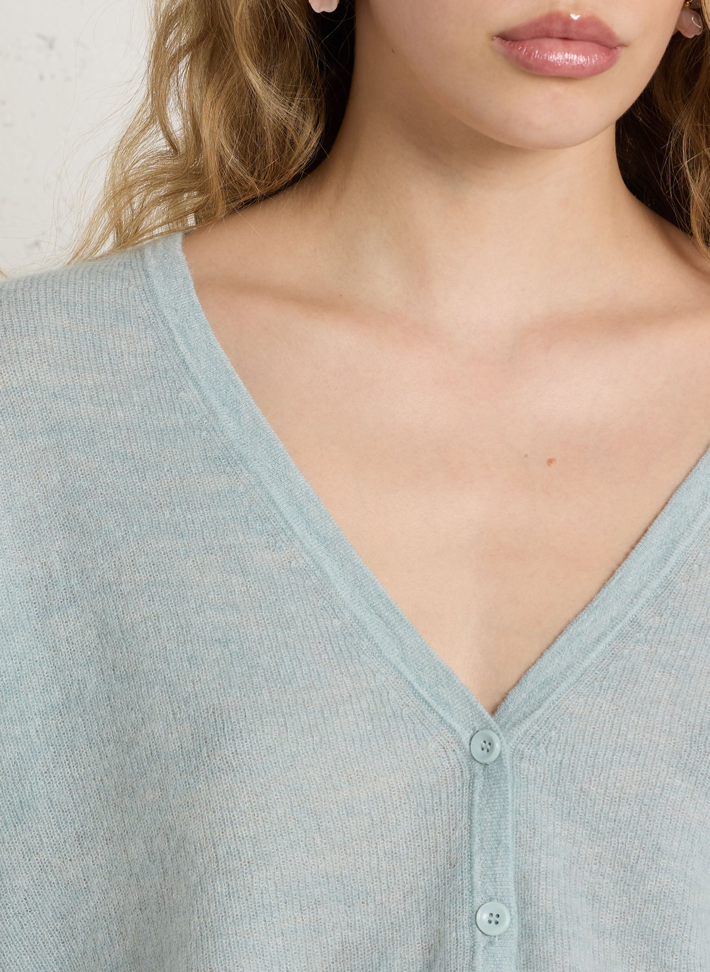 Gilet droit col V en maille MAISON 123 Bleu