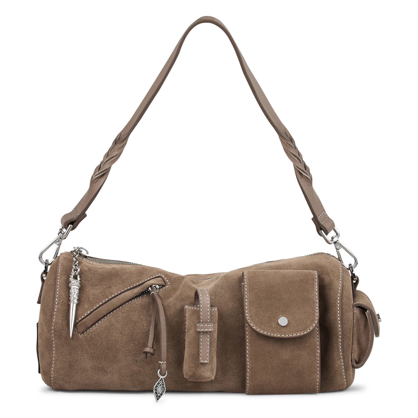 Buideltas van getextureerd leer met veters BA&SH Bruin