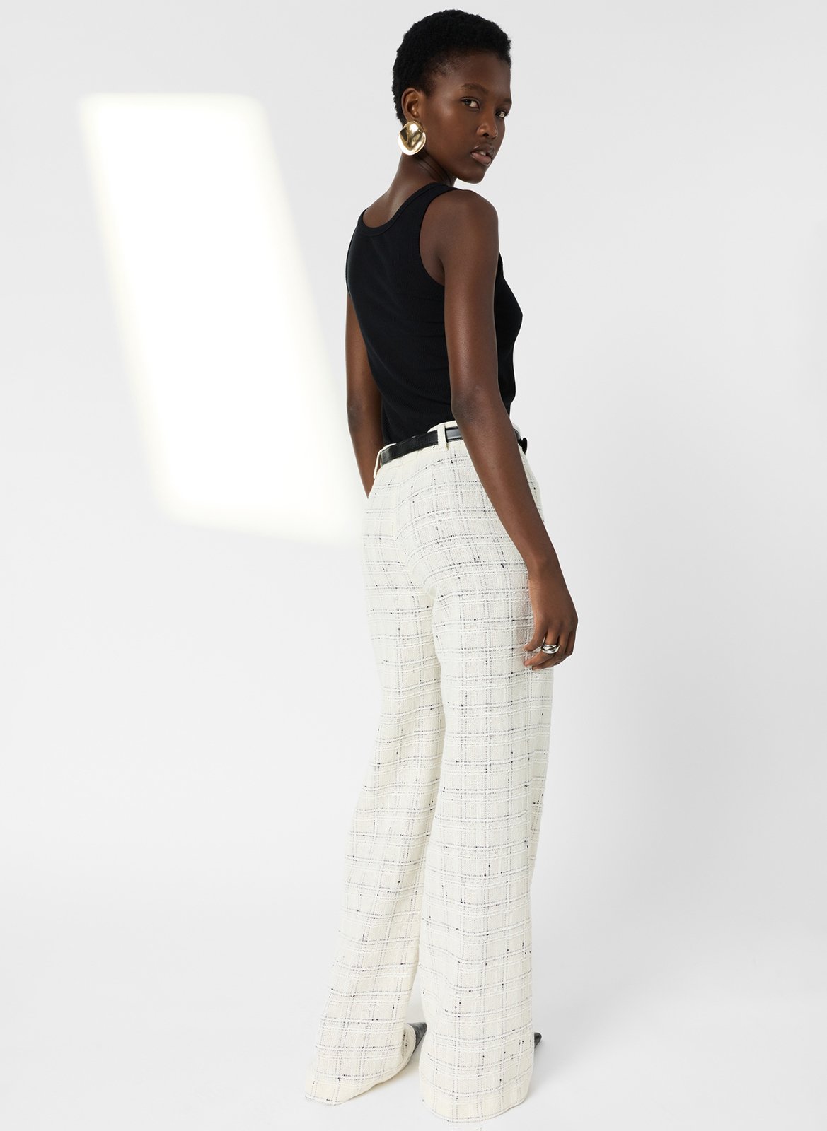 High-waisted straight tweed pants GERARD DAREL Beige