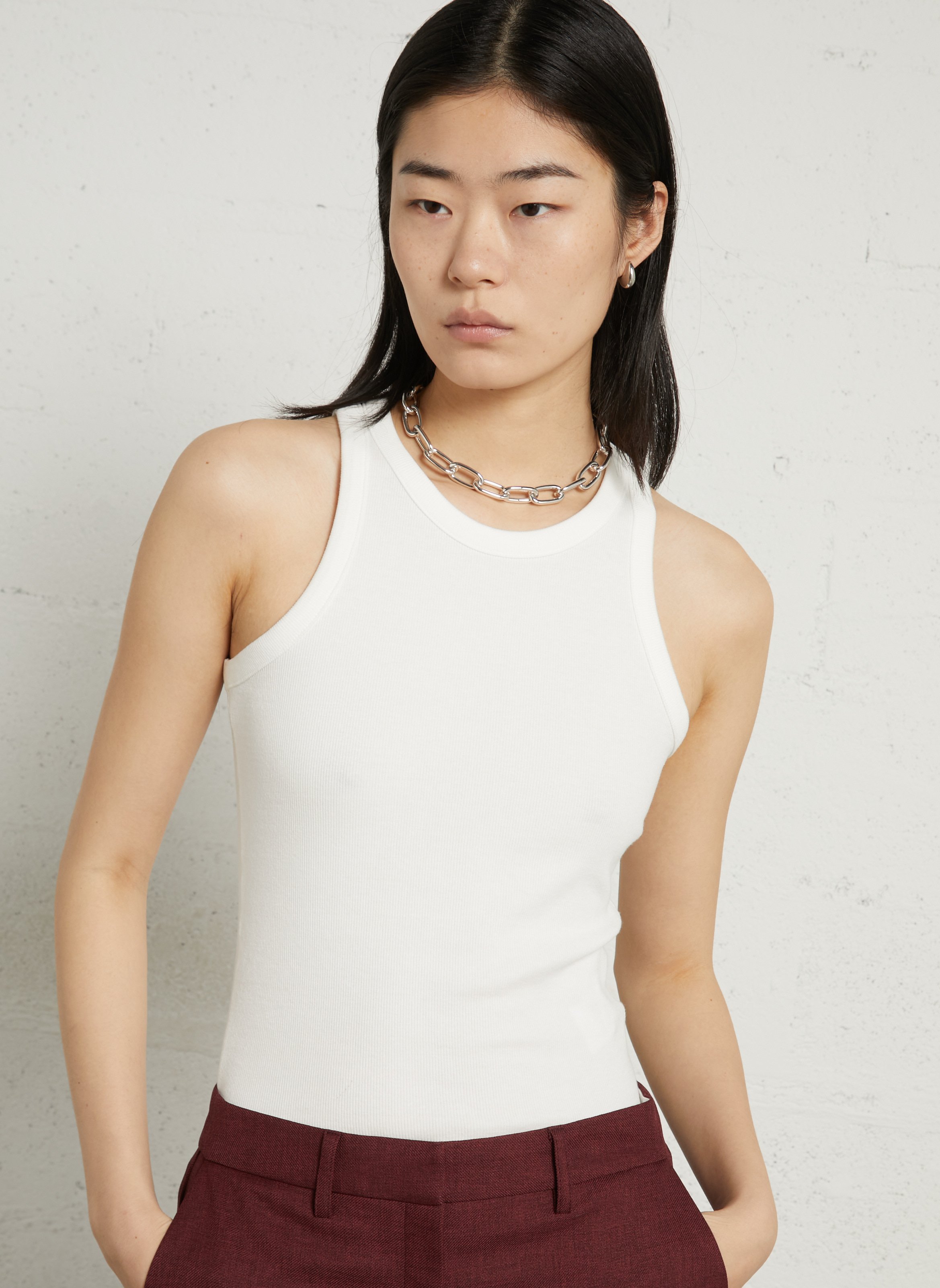 Ärmelloses Rundhals-Top MAISON 123 Weiss