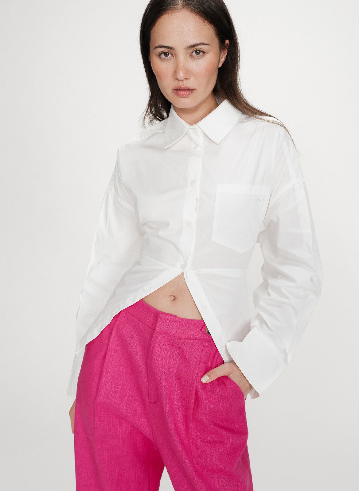 Straight tailored trousers in mixed linen GRACE ET MILA Pink