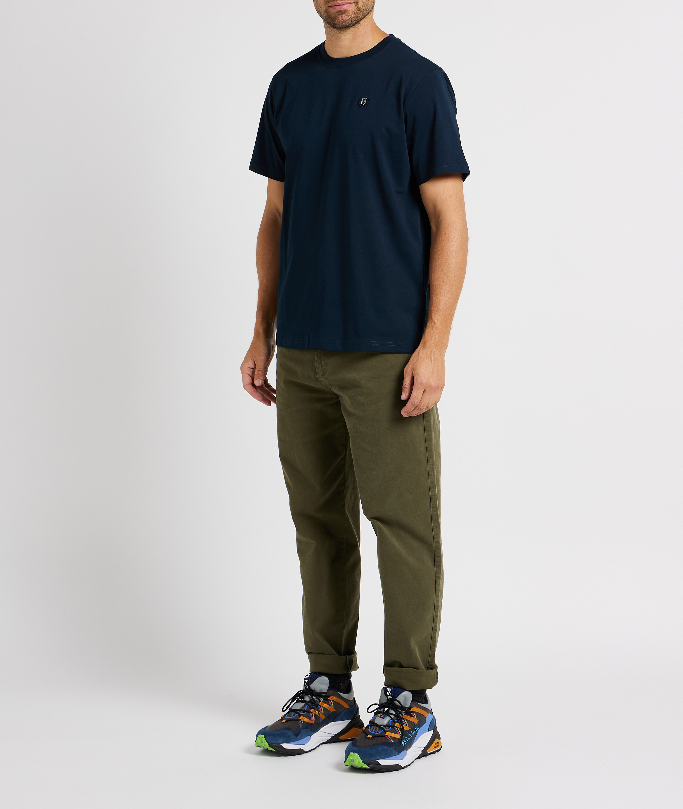 Recht T-shirt van biokatoen met ronde hals KNOWLEDGE COTTON APPAREL Blauw