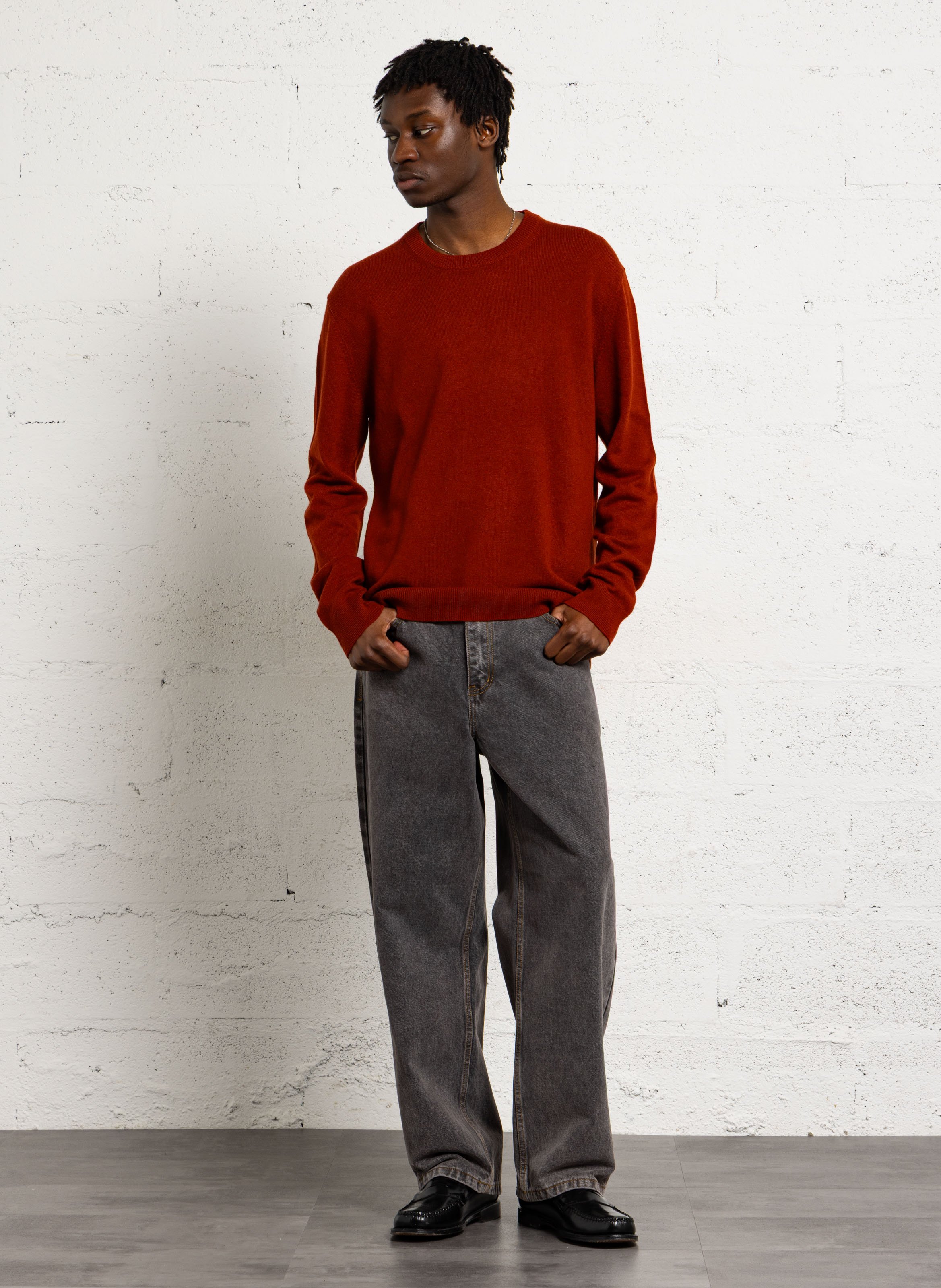 Pull col rond regular-fit en cachemire AU PRINTEMPS PARIS Marron