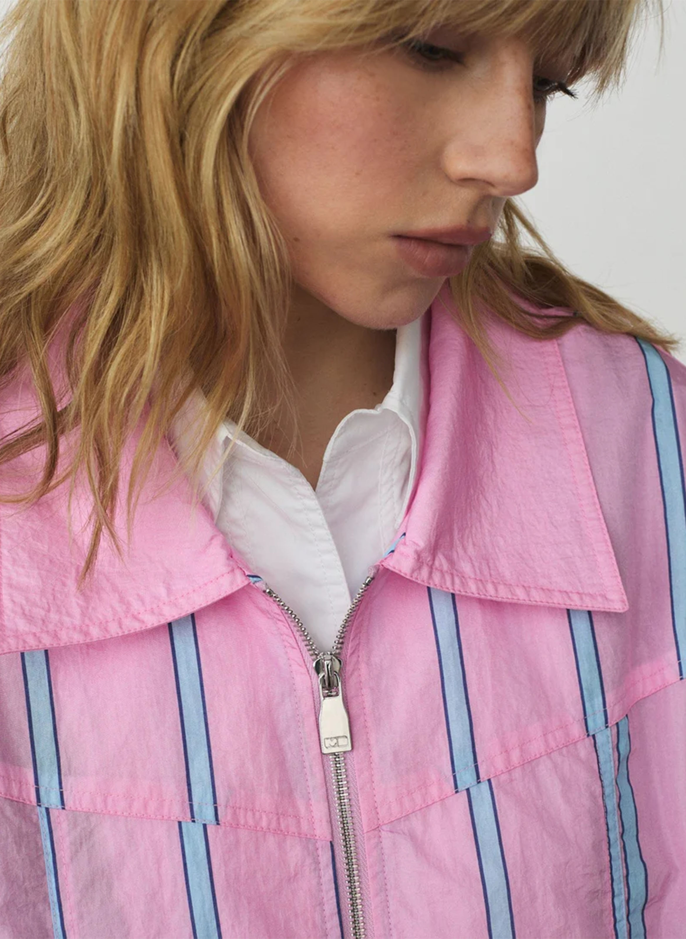 Veste à rayures col classique LAAGAM Rose