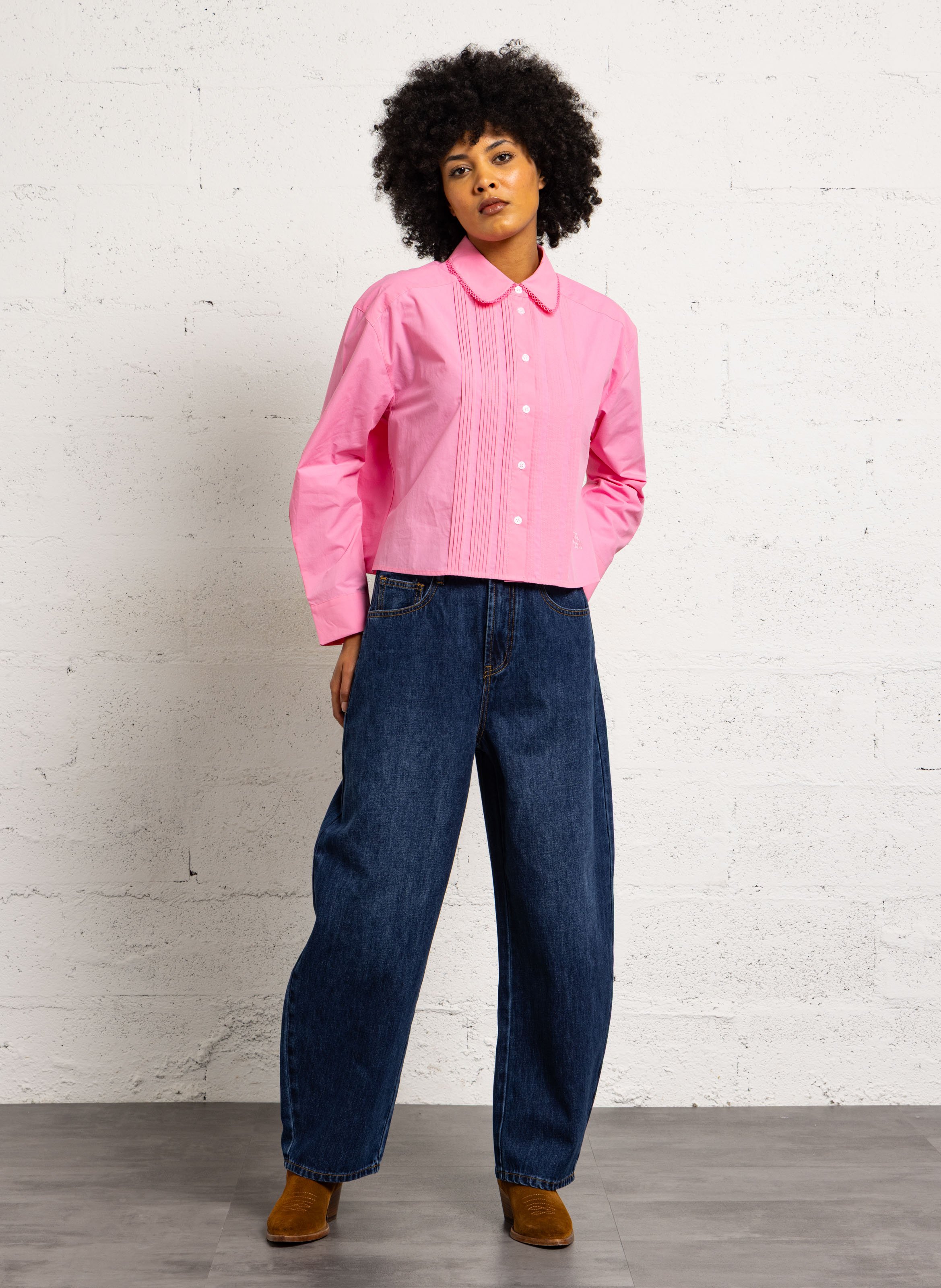 Organic cotton loose-fit shirt SUNCOO Pink