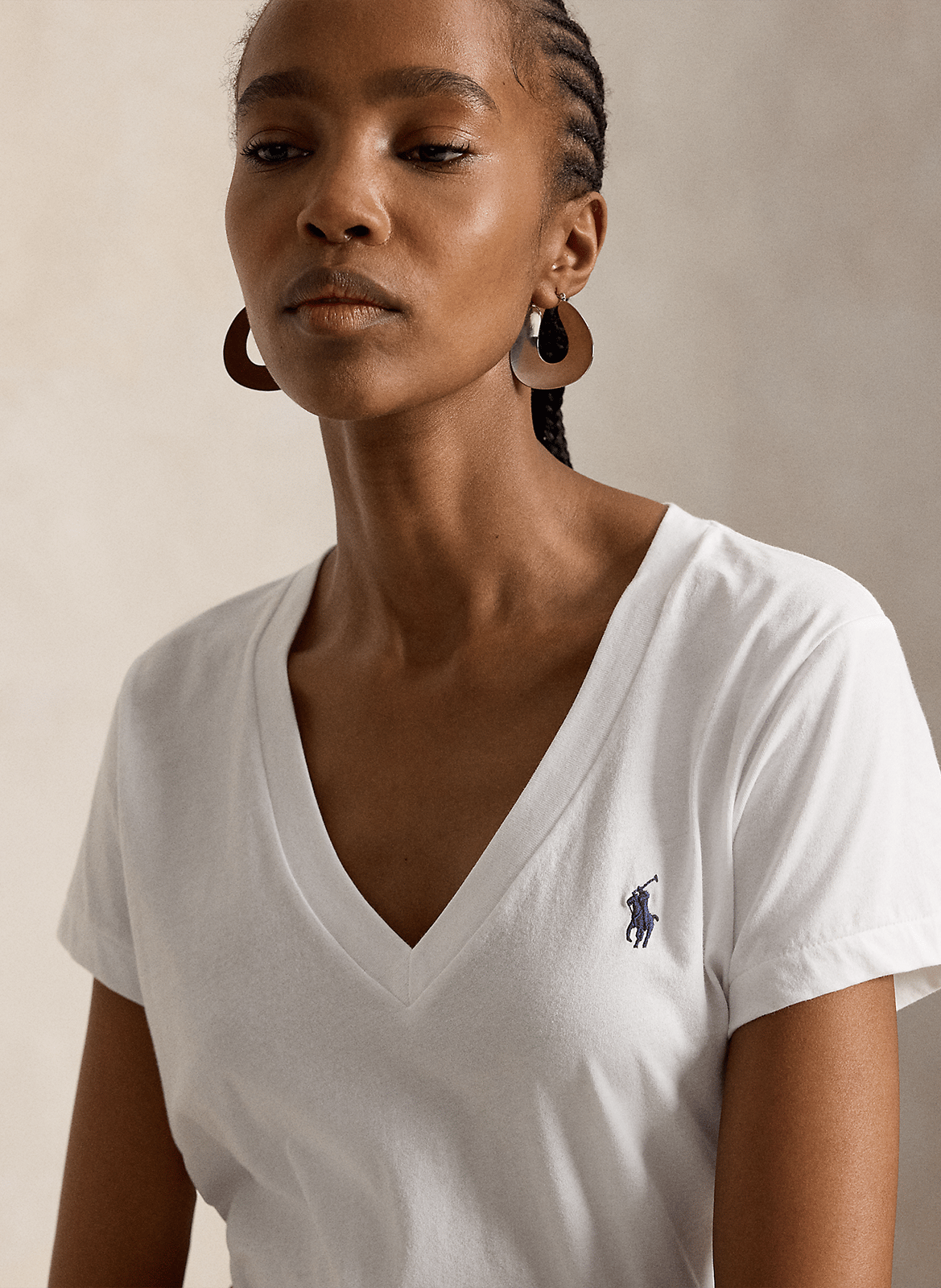 Straight cotton V-neck T-shirt POLO RALPH LAUREN White