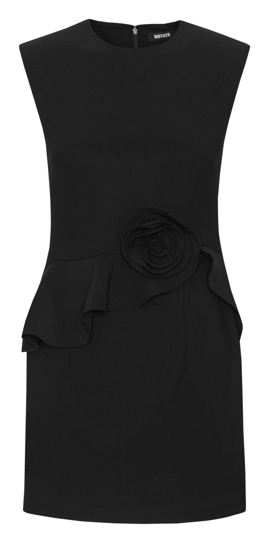 Short form-fitting round-neck dress ROTATE Black