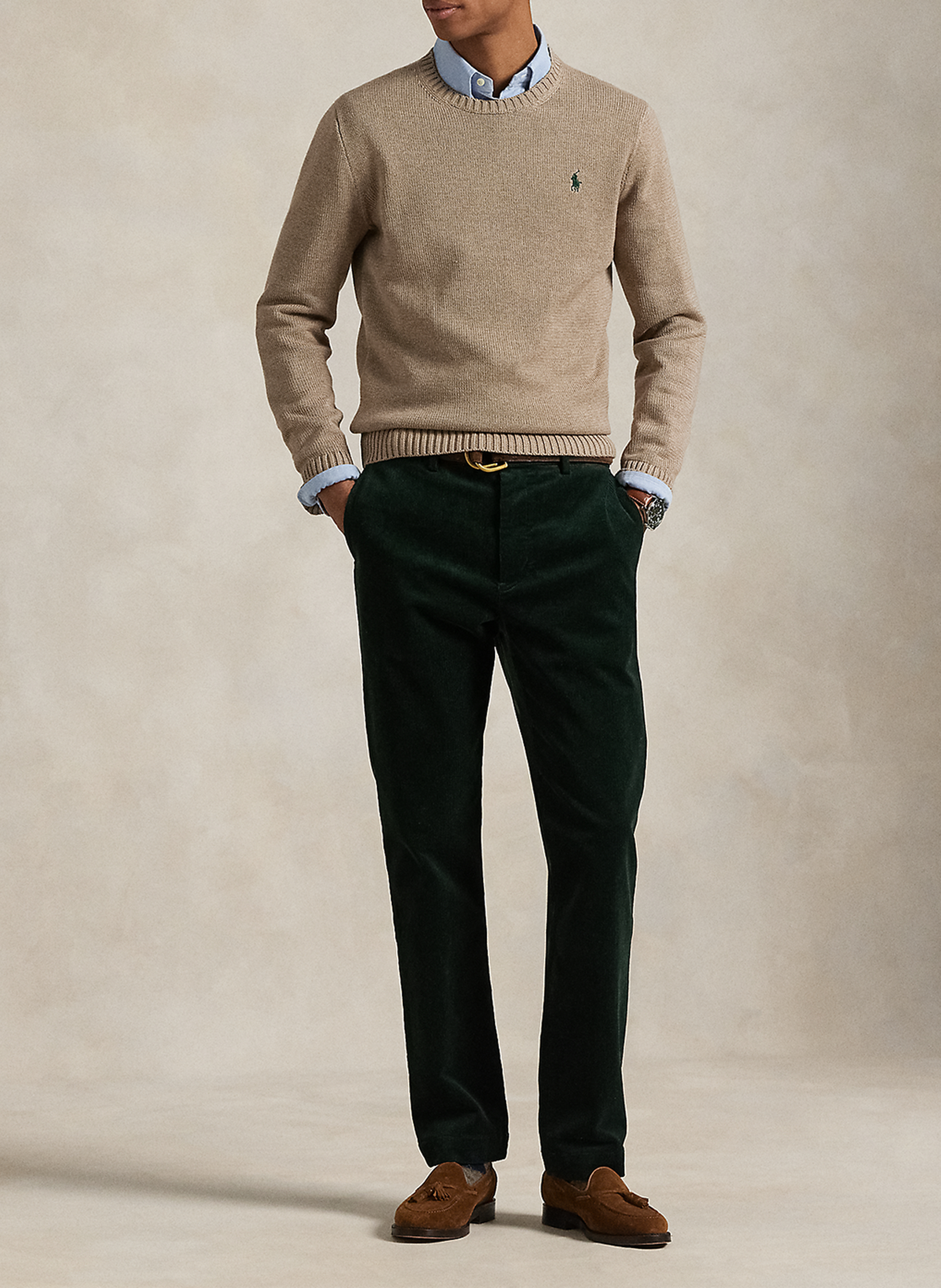 Pull col rond en coton POLO RALPH LAUREN Marron