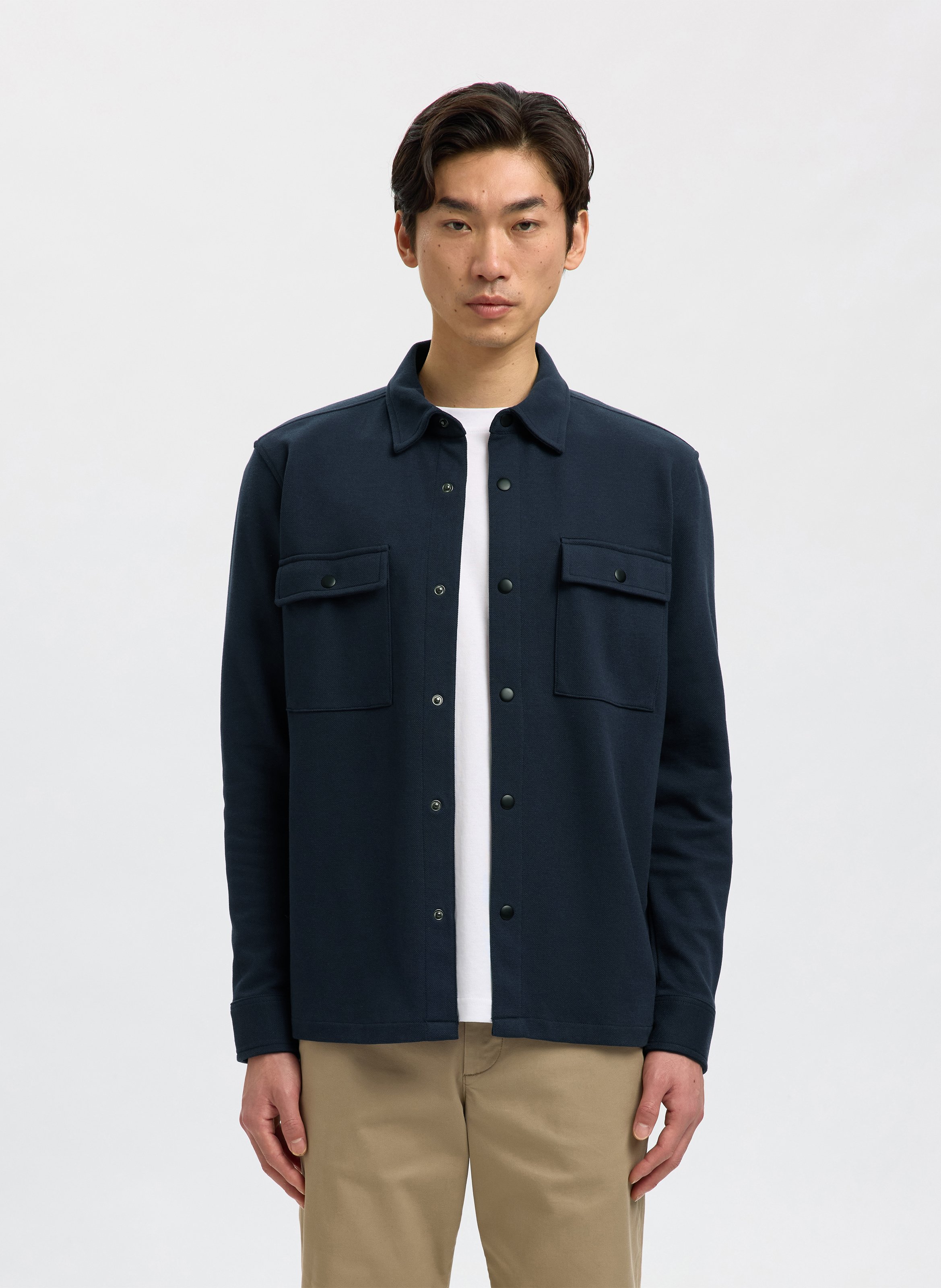 Solid straight button-up shirt SELECTED
