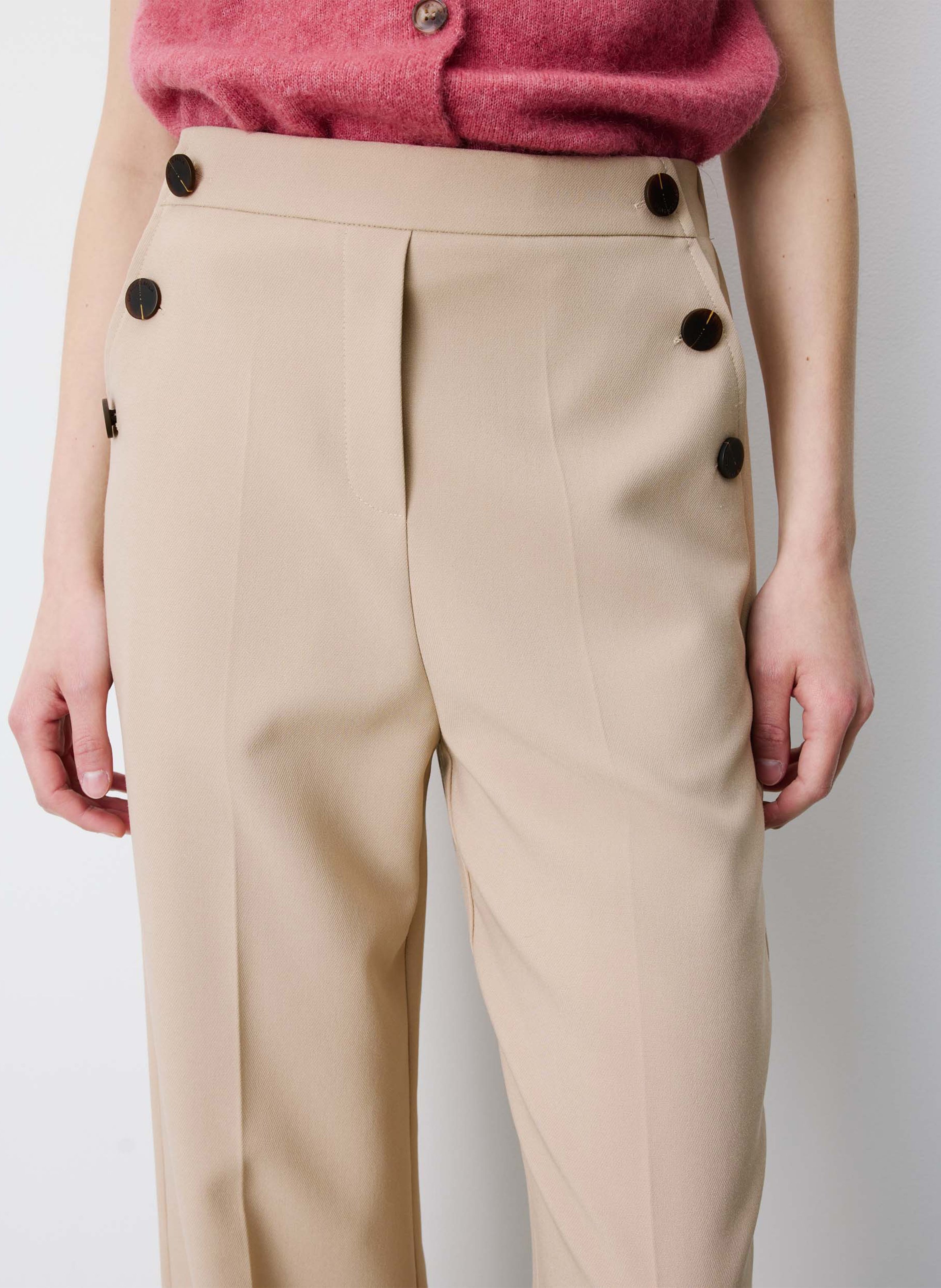 High-waisted straight-leg pants GRACE ET MILA Beige