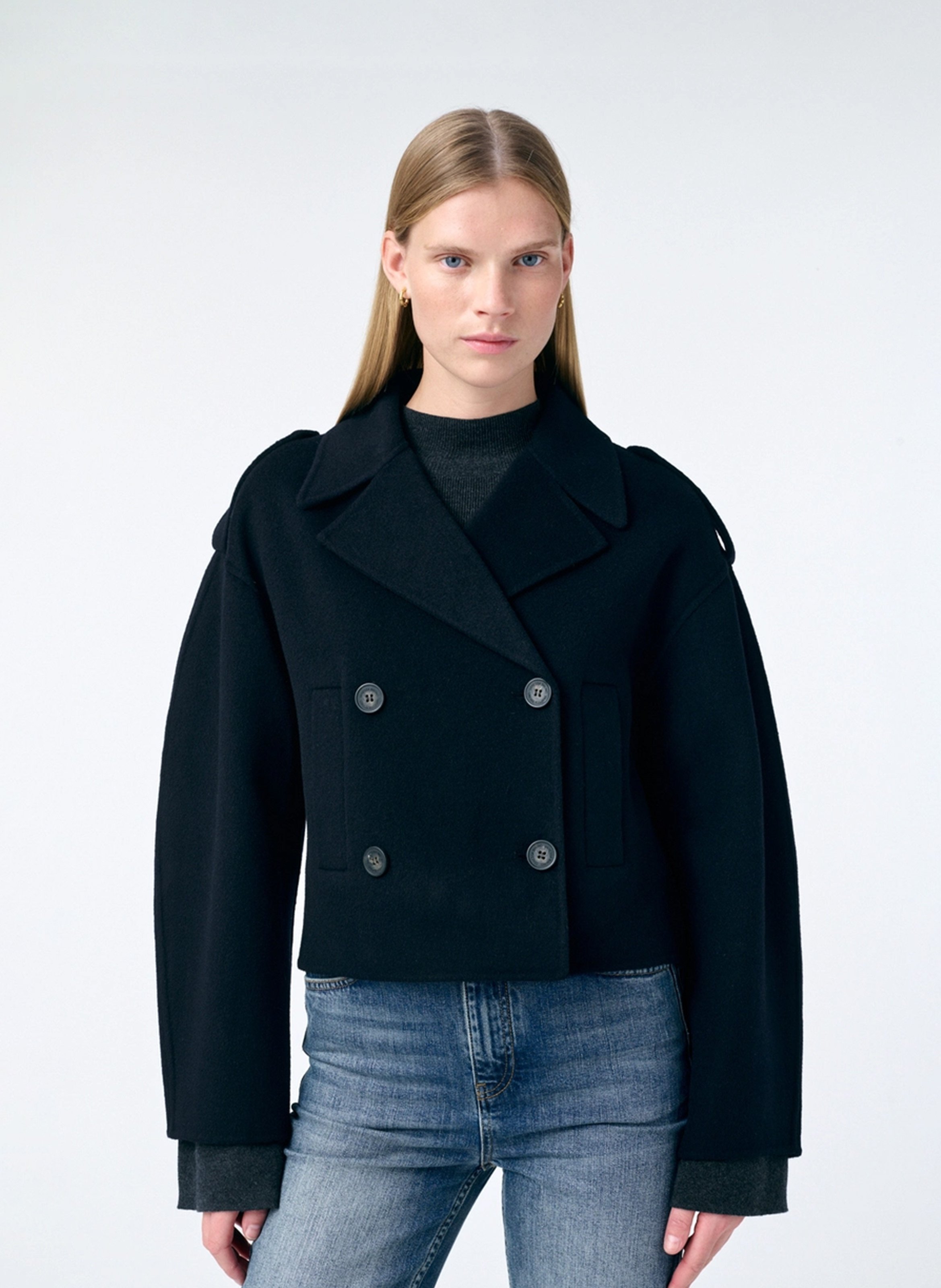 Manteau droit col tailleur en laine mélangée VANESSA BRUNO