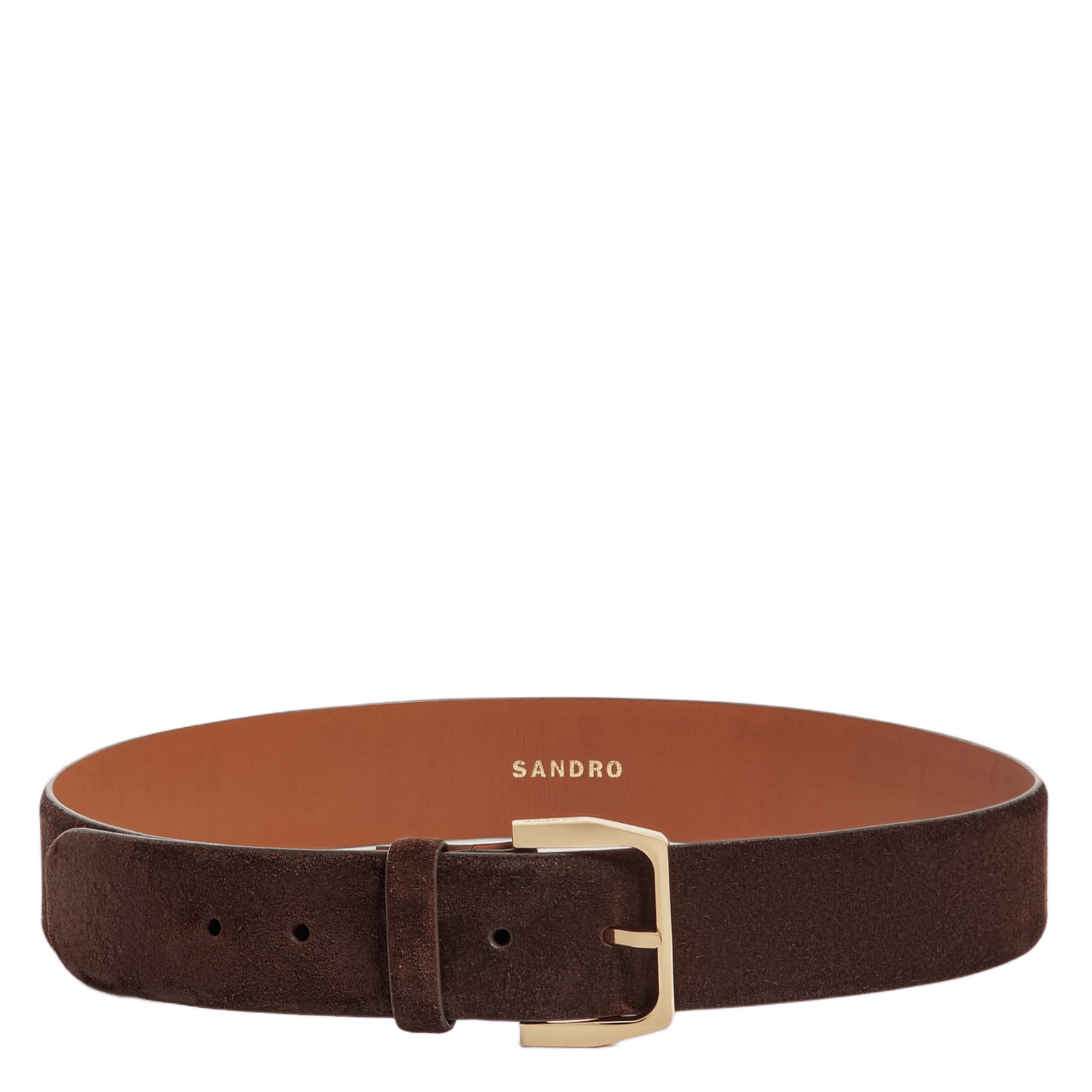 Brede suède leren riem SANDRO Bruin
