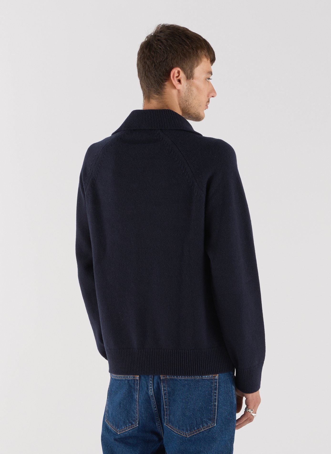 Pull droit col polo en laine SAISON 1865 Bleu