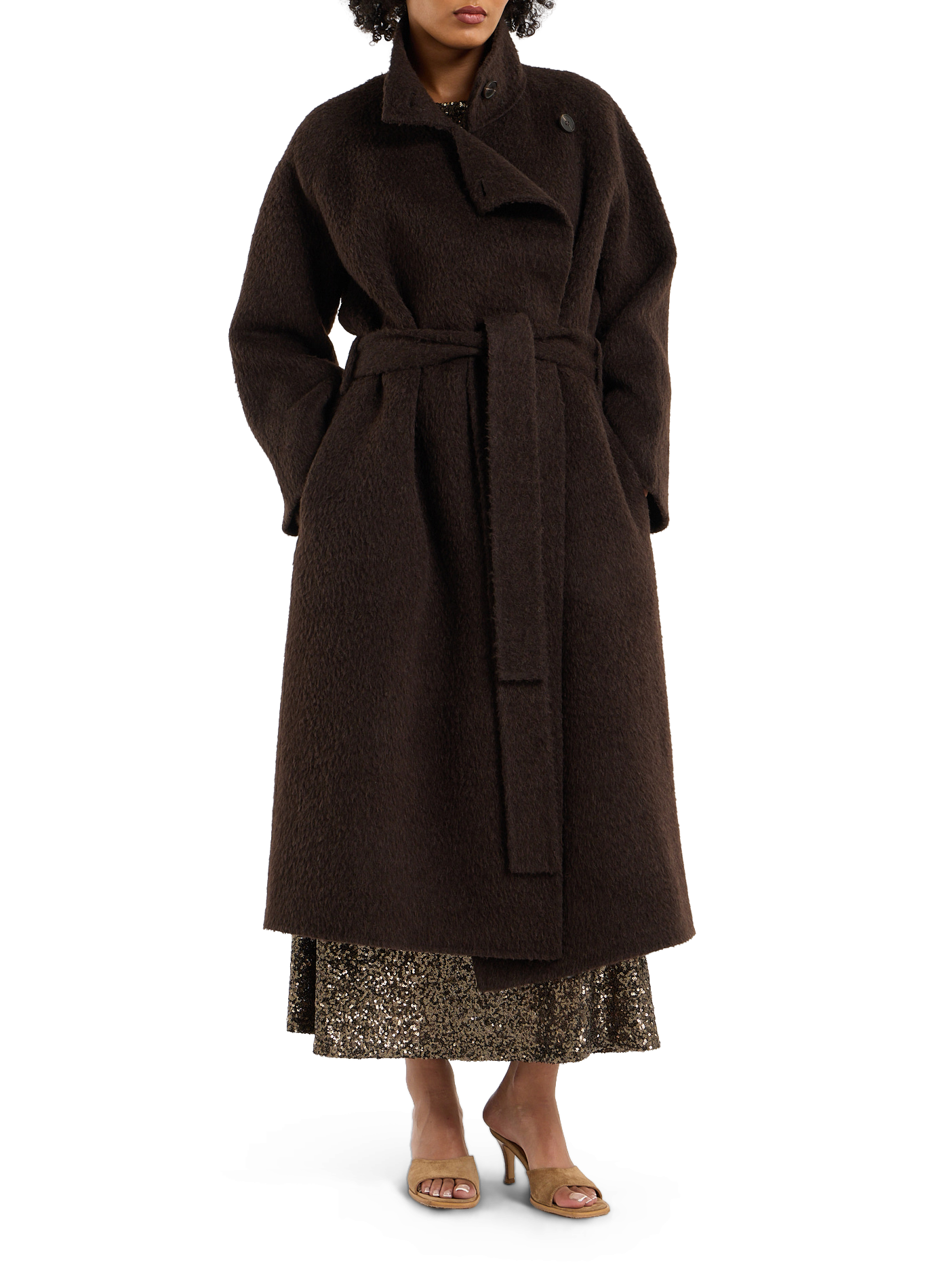 Long reversible belted coat. SAISON 1865 Brown
