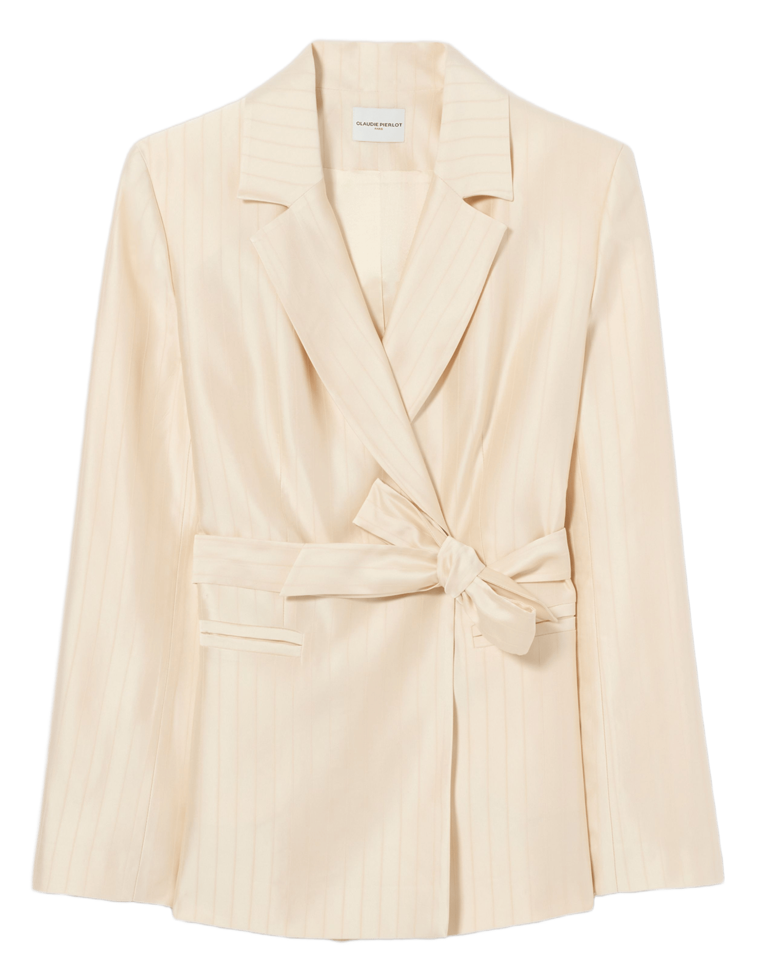 Veste de tailleur satinée à rayures CLAUDIE PIERLOT Beige