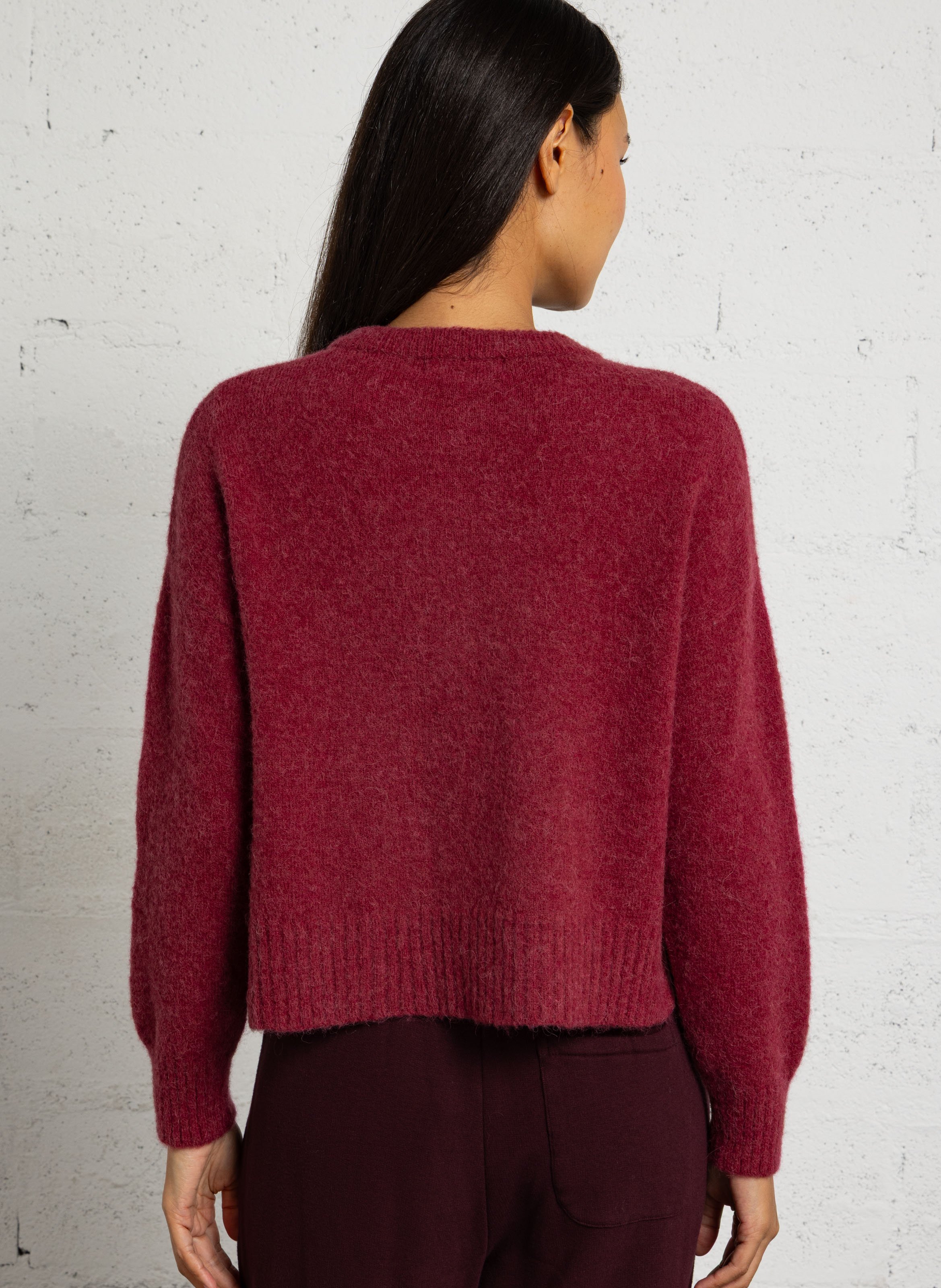 Gerade geschnittener Strick-Cardigan MAISON ANJE Pflaume