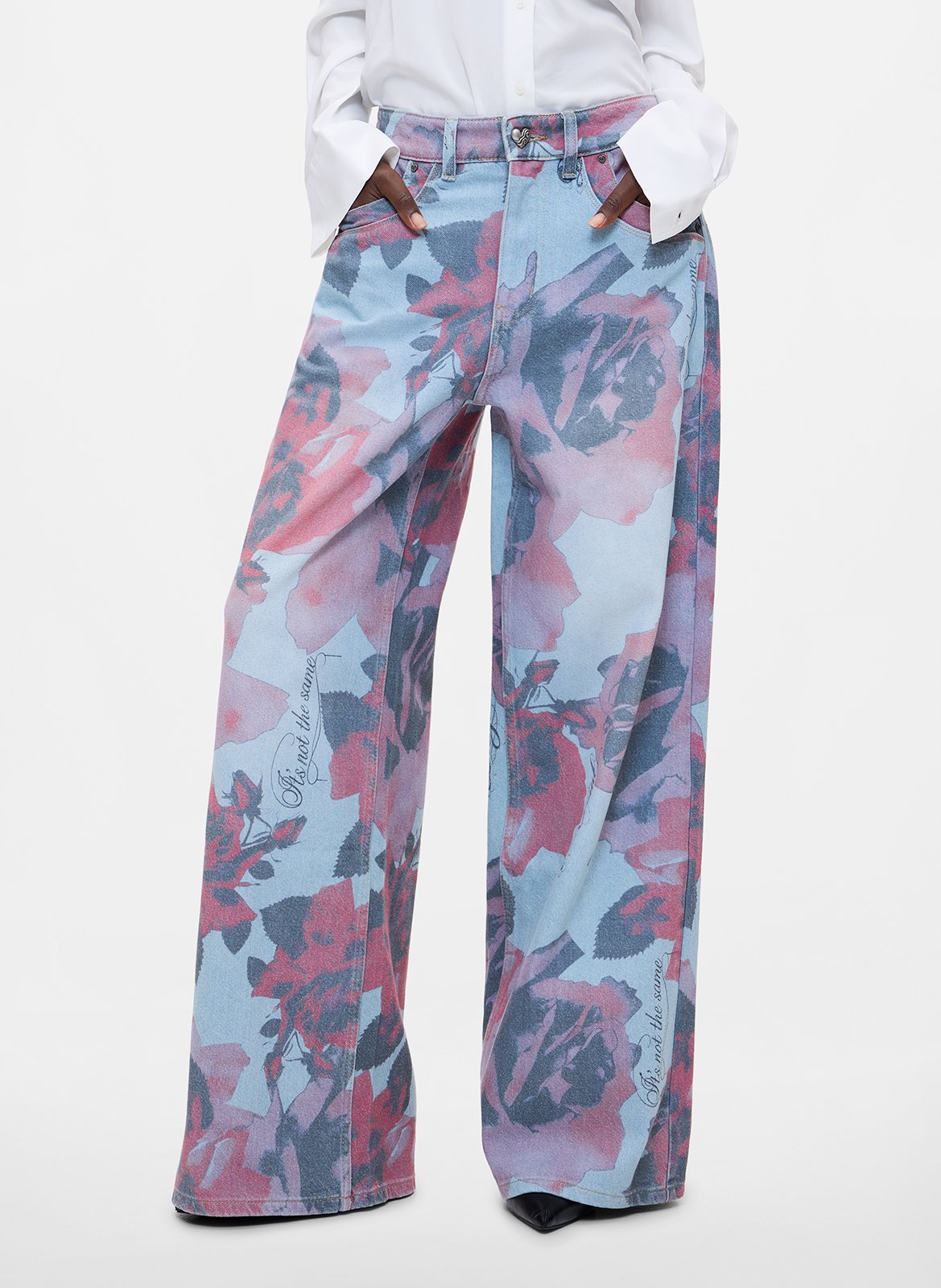 Jean large à imprimé en coton DESIGUAL Bleu