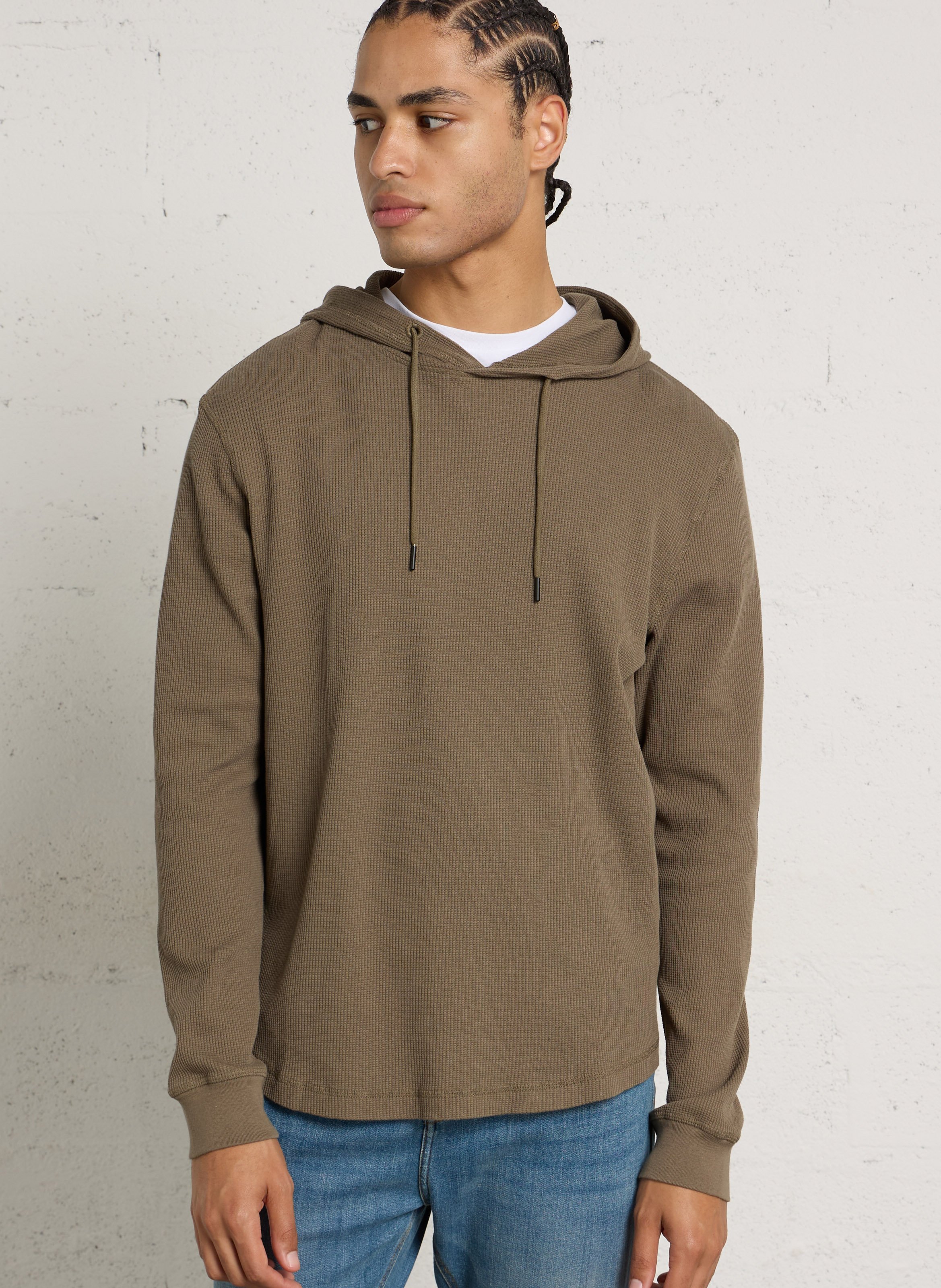 Sweat droit à capuche IKKS Kaki