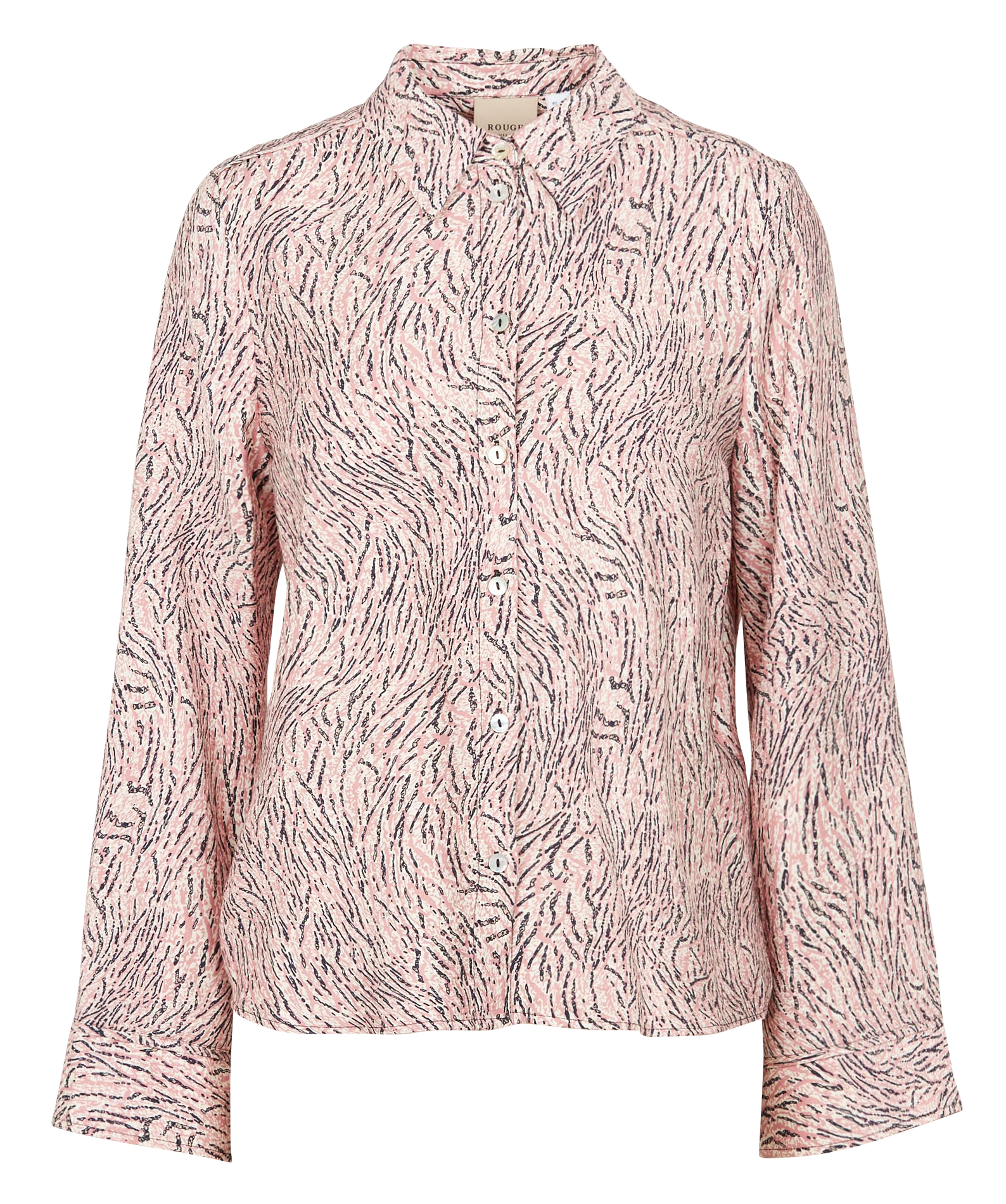 Loose-fit printed shirt with classic collar VILA Beige