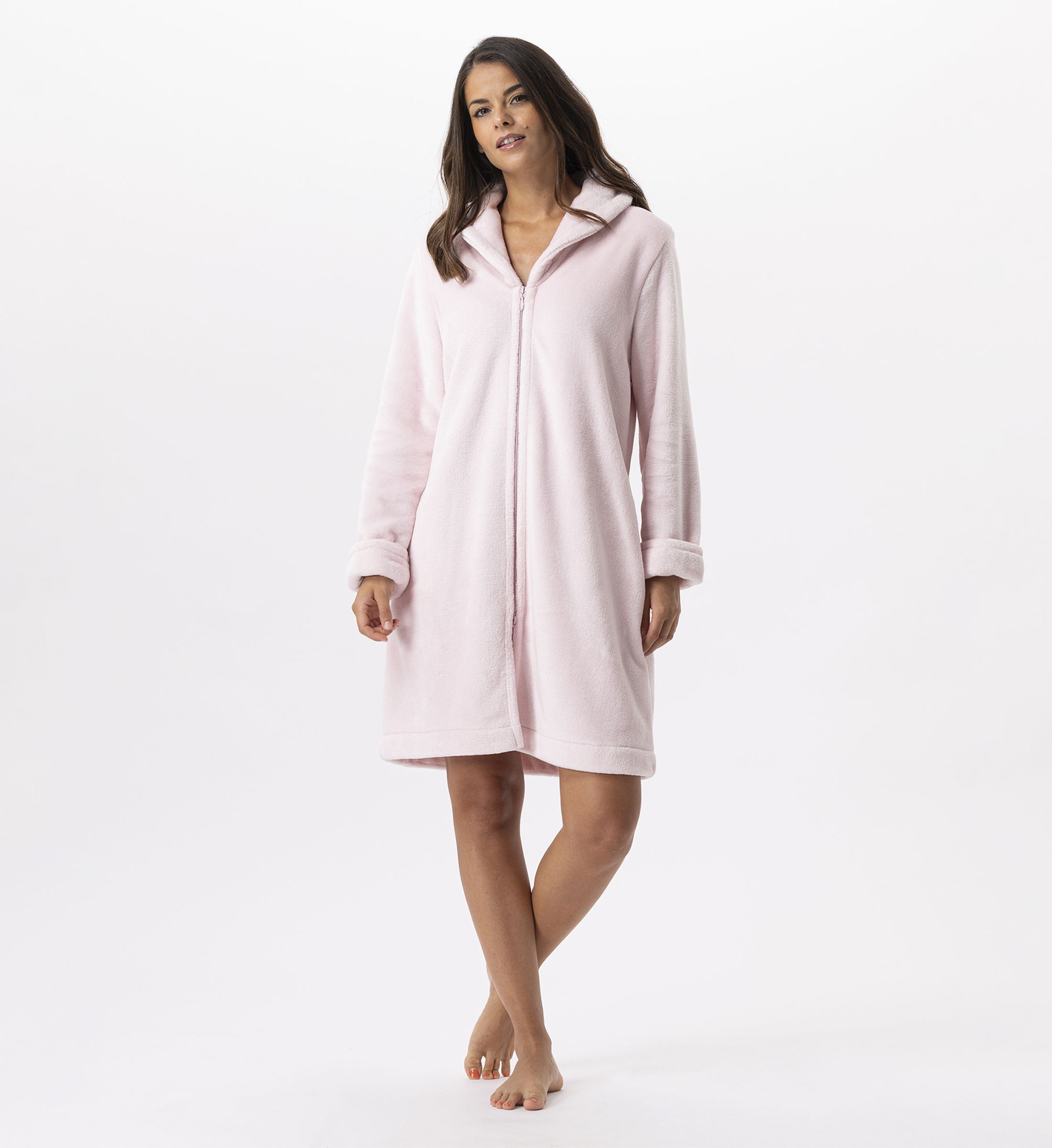 Robe De Chambre En Peluche Flanelle Essentiel 656 Rose Le Chat