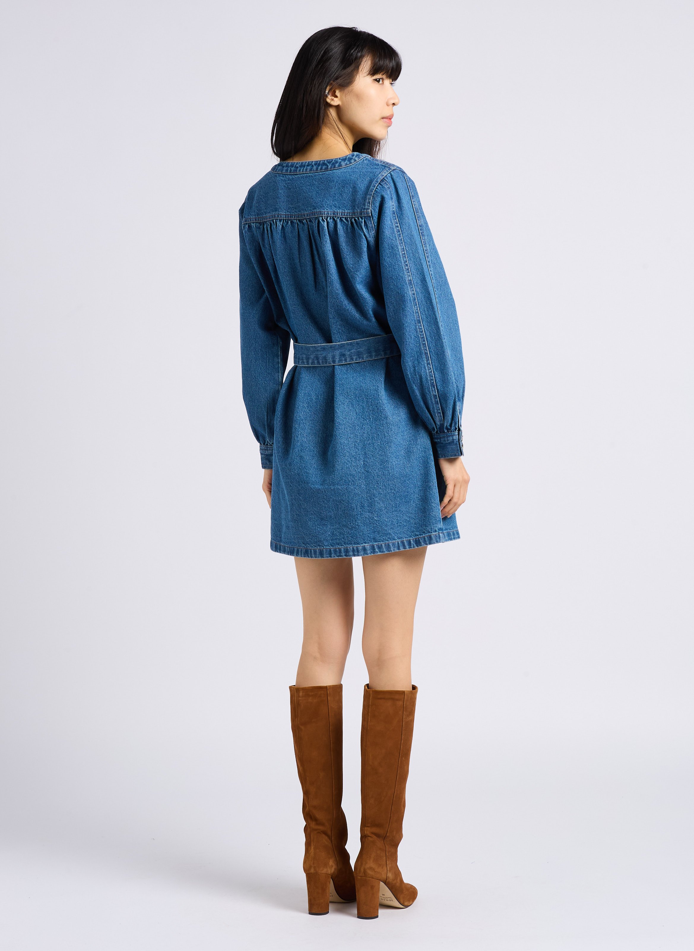 Robe chemise courte en denim  EMILE ET IDA Bleu