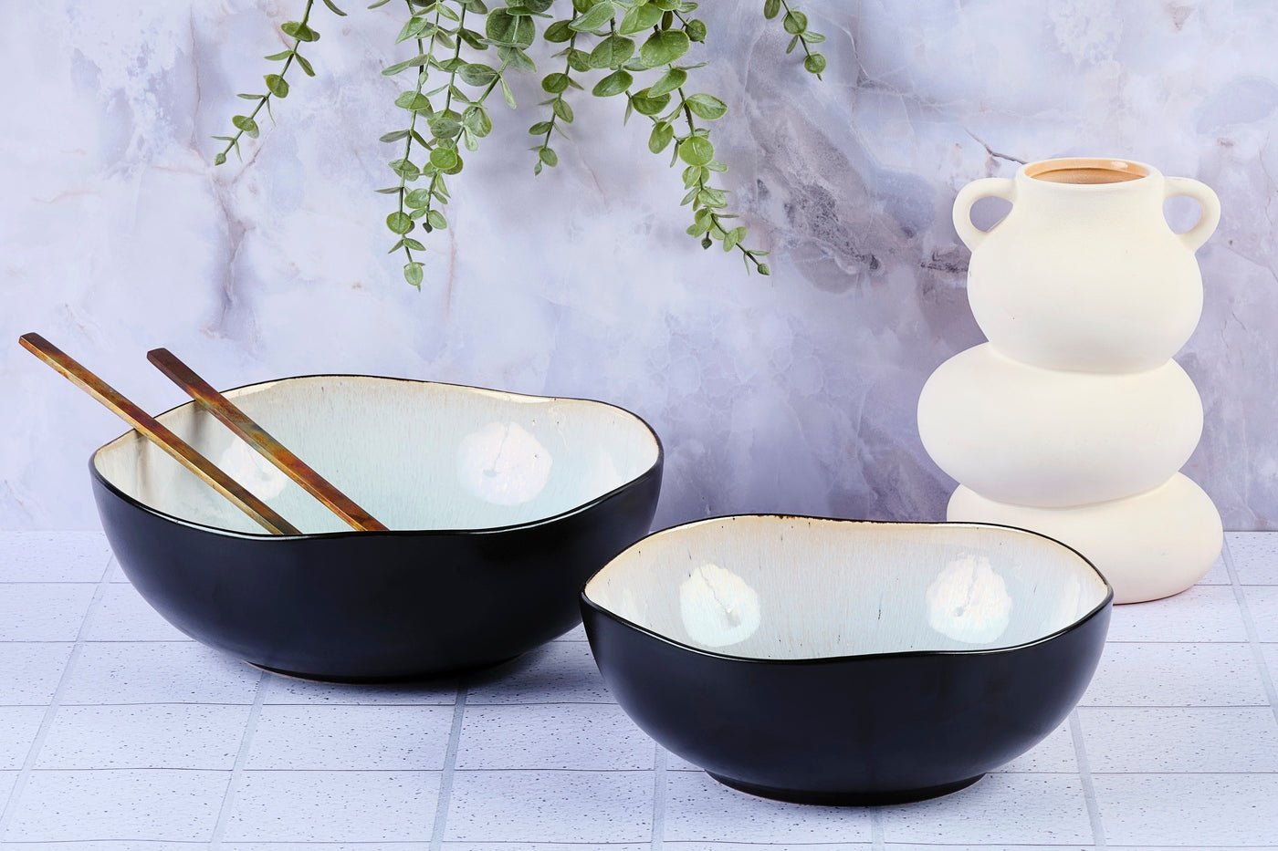 Iris salad bowl ø24cm and ø28.5cm - 2 pieces - ivory white BJORN White