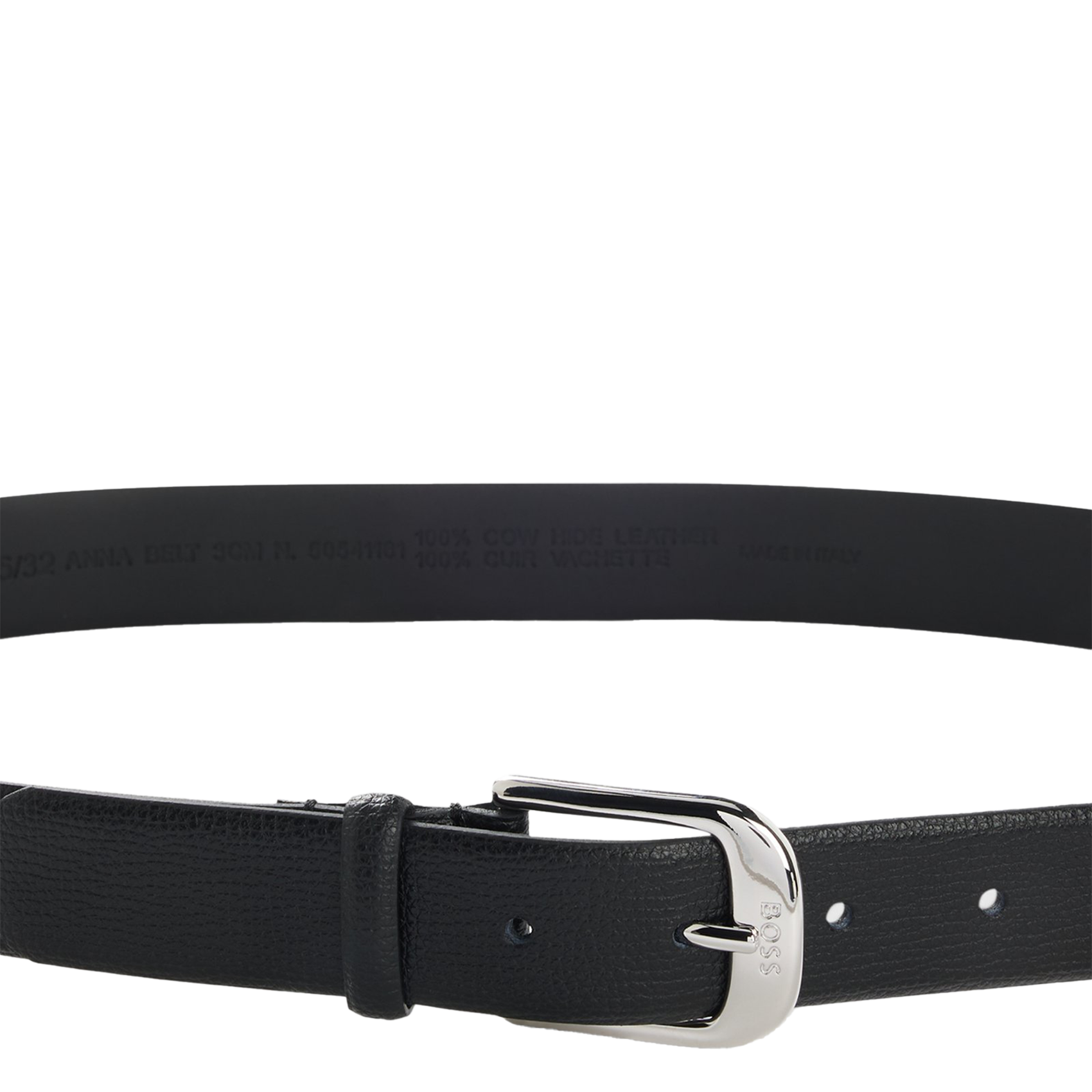 Grained leather belt with buckle BOSS Black