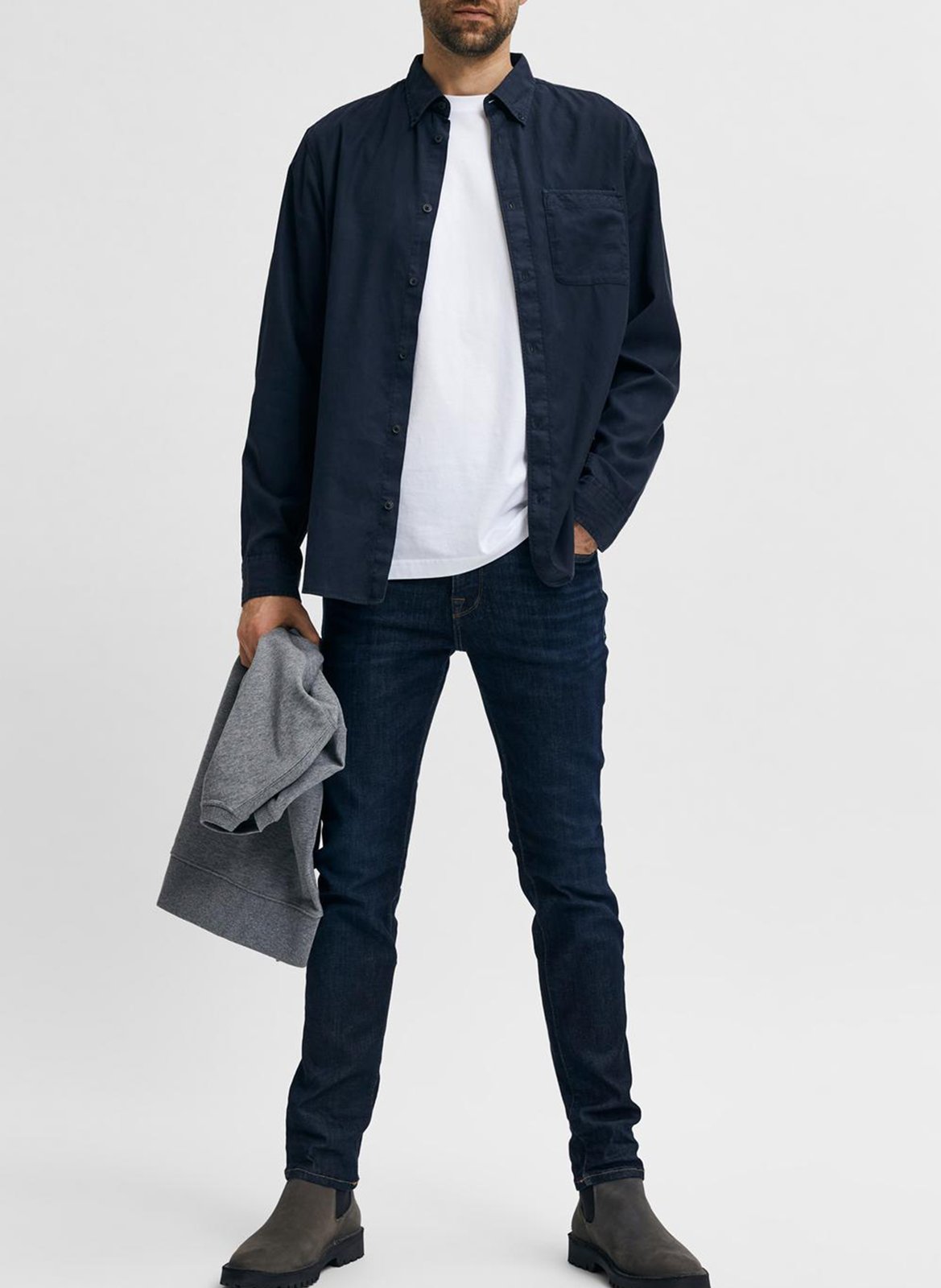 Organic cotton-blend slim-fit jeans SELECTED Blue