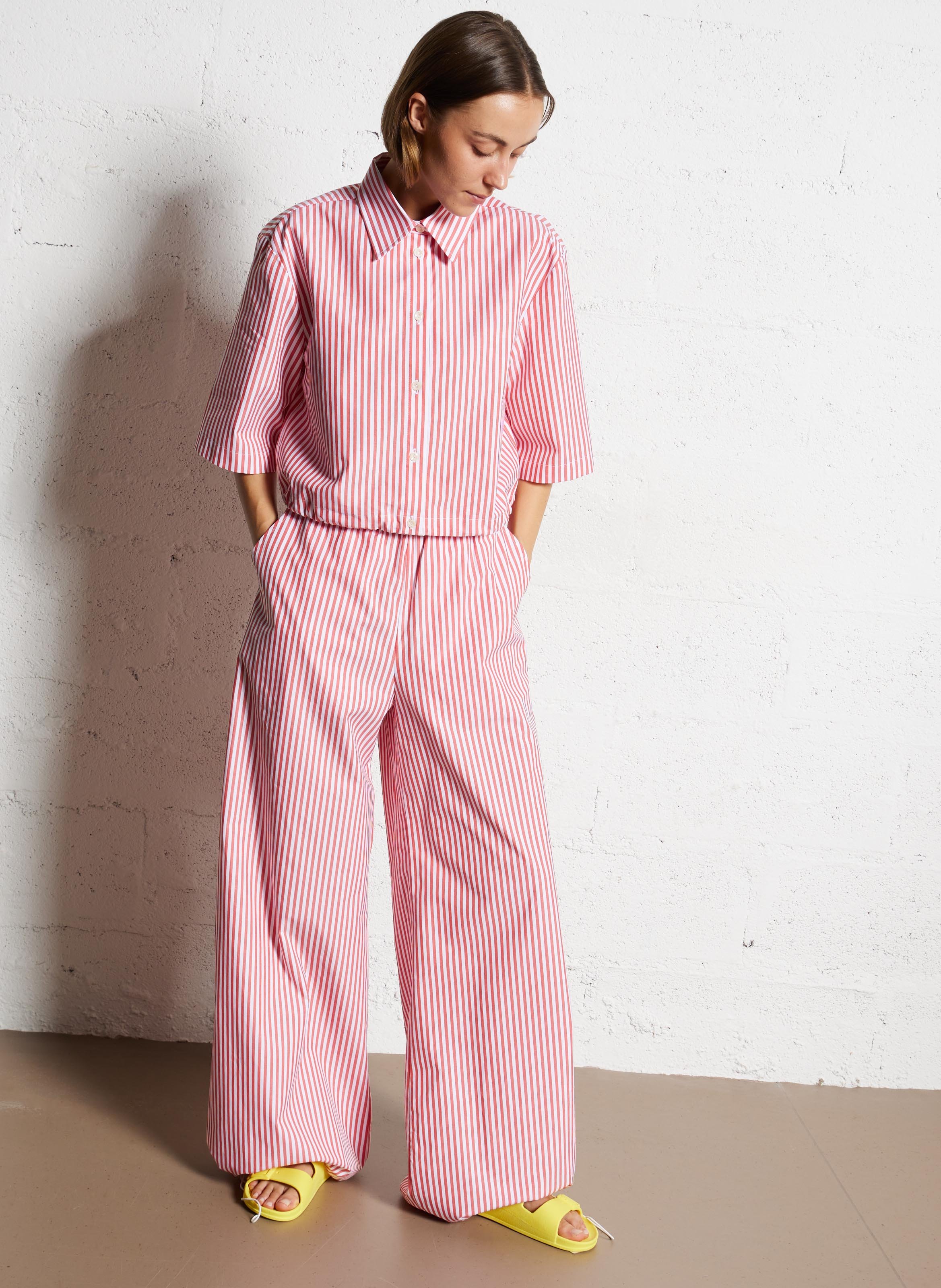 Celena - Oversize-Hemd aus gestreifter Baumwolle STELLA NOVA Rot