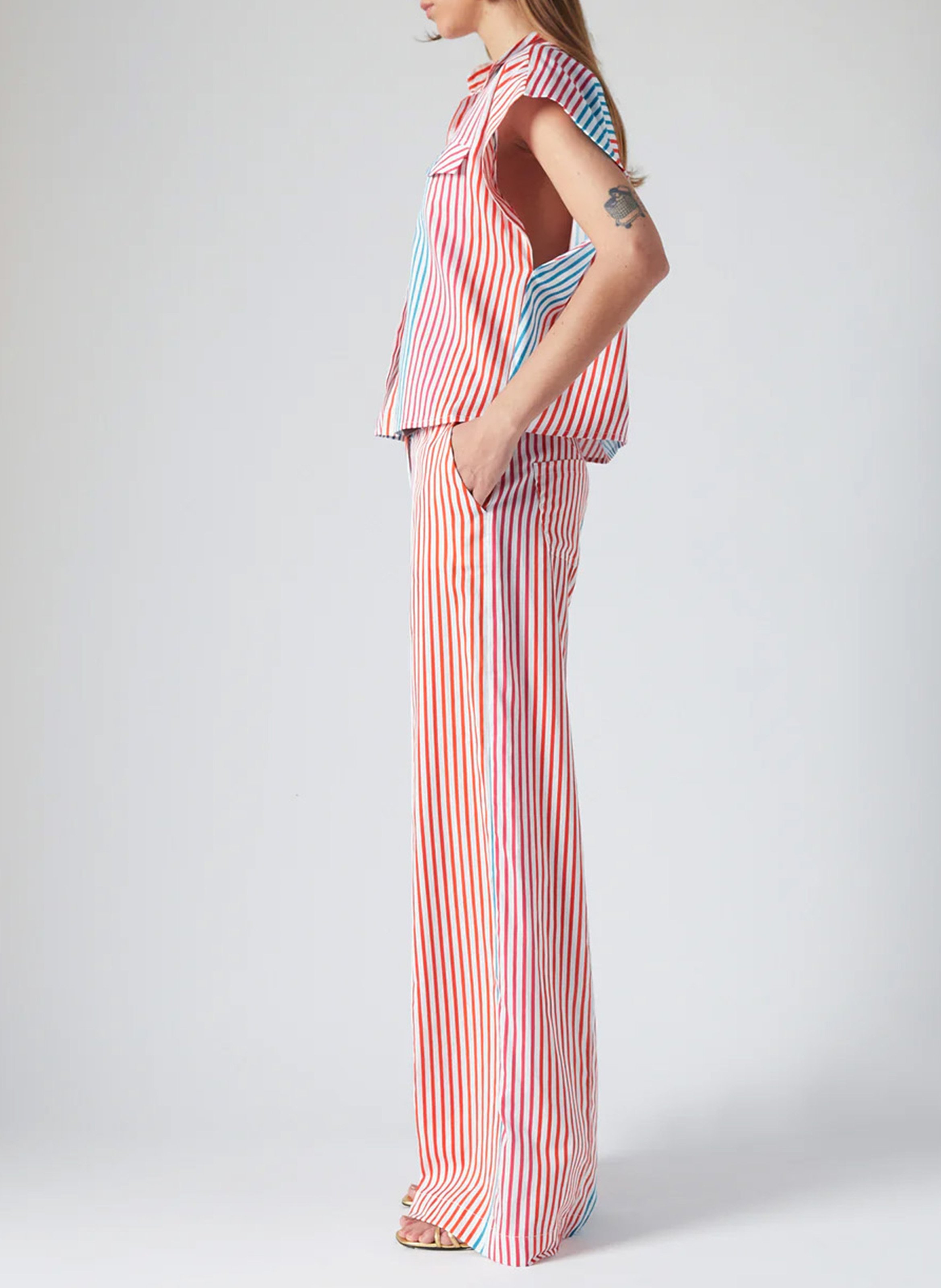 High-waisted wide-leg striped pants THE LABEL EDITION Multicolored