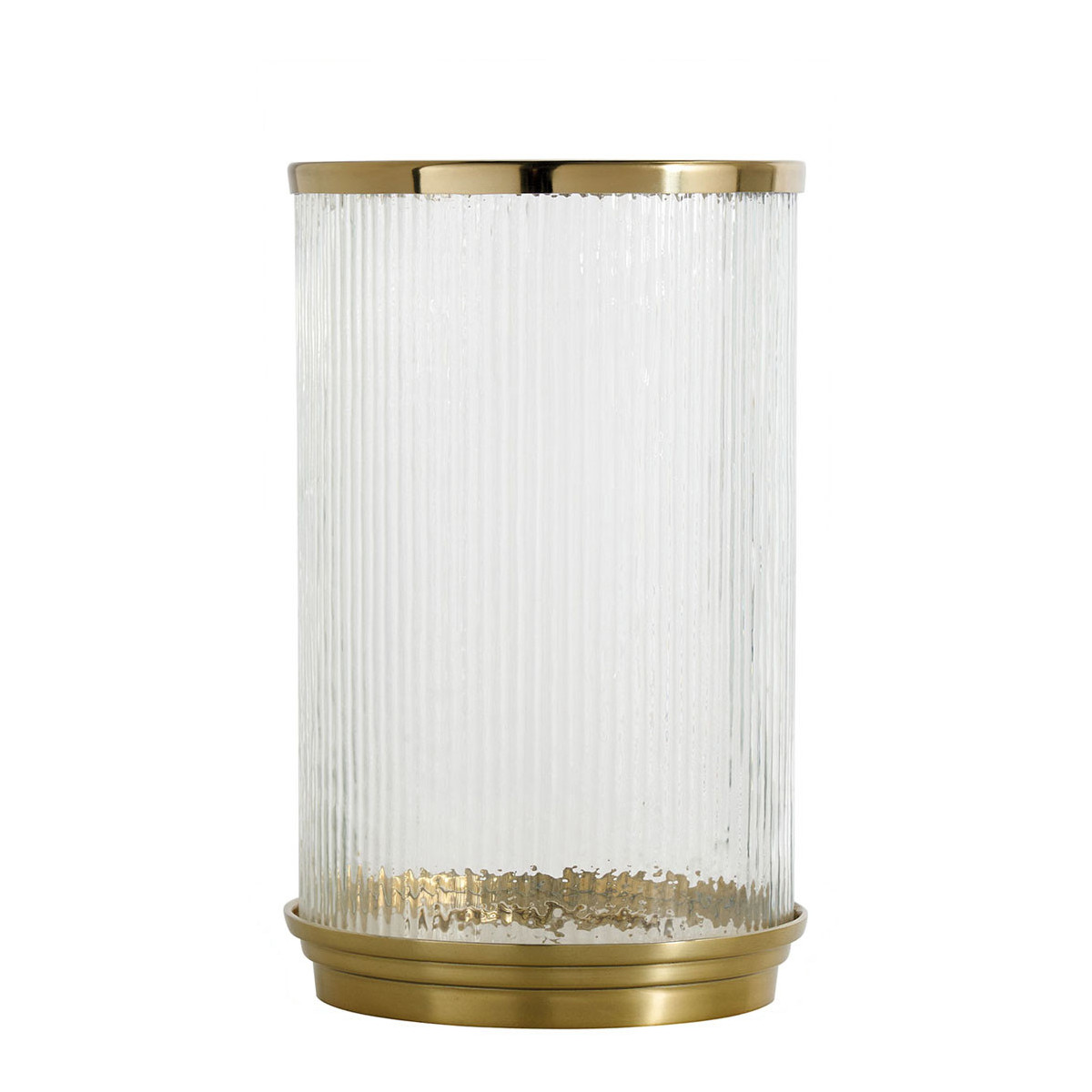 Oscar glass and gold metal striped votive holder - small size - ø 21.5 x 34 cm BLANC D'IVOIRE Golden