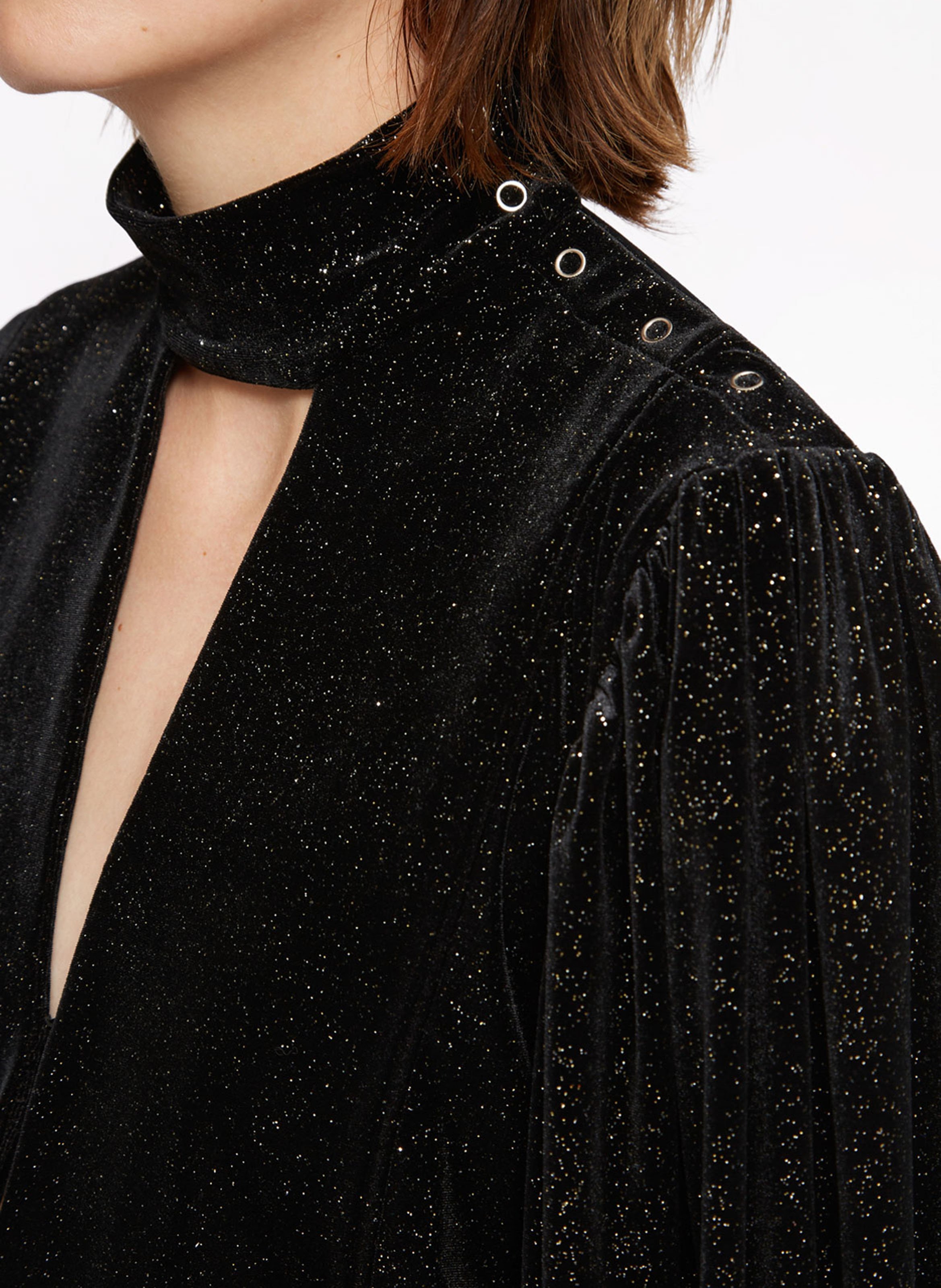 Top col rond pailleté ROSEANNA Noir