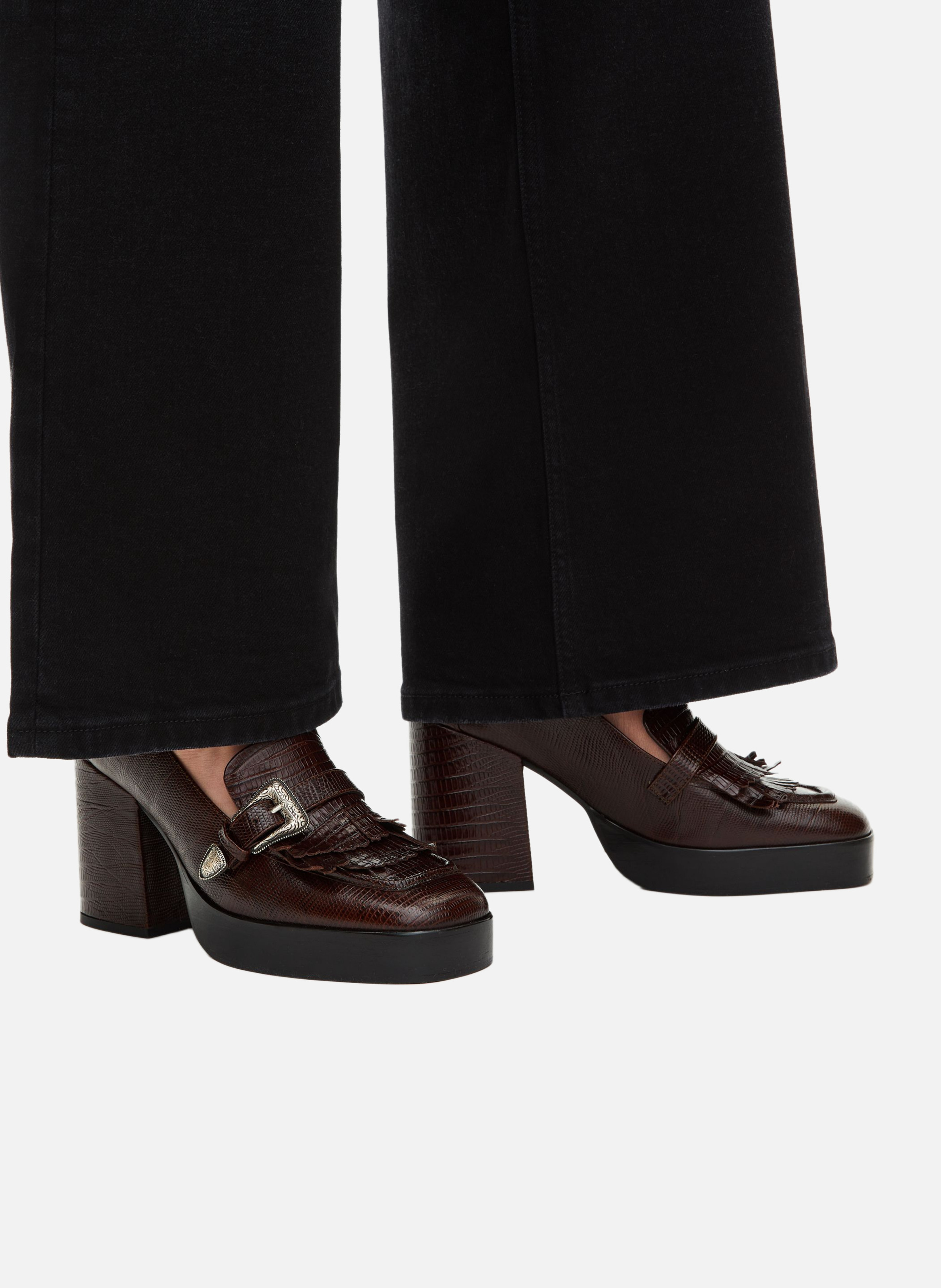 Mocassins à talons en cuir THE KOOPLES Marron