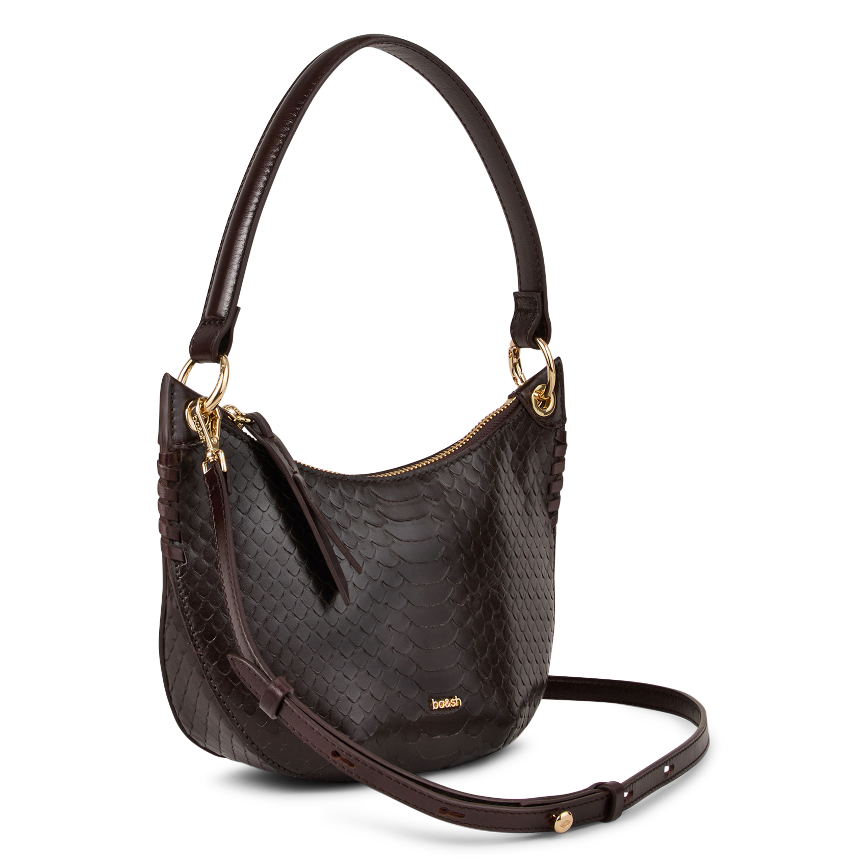 Sac à main embossé python en cuir BA&SH Marron