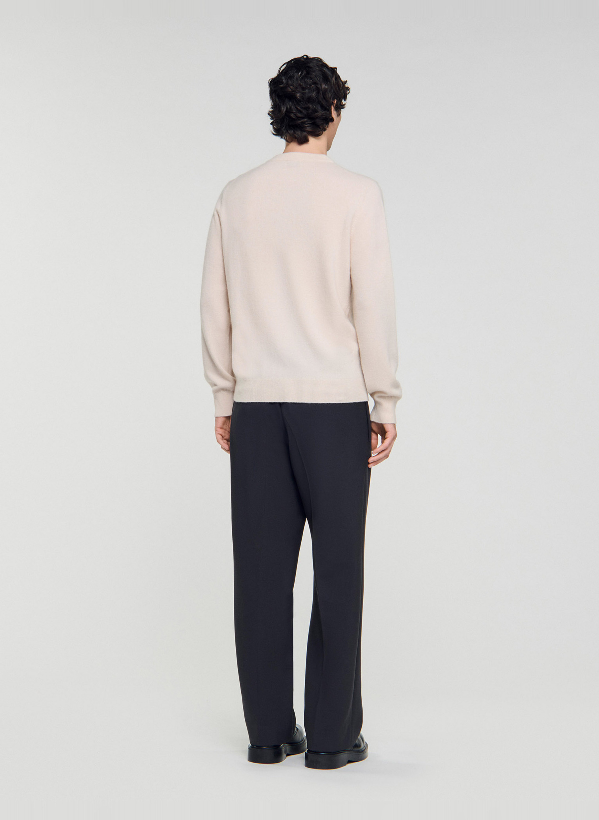 Regular-fit trui van kasjmier met ronde hals SANDRO Wit