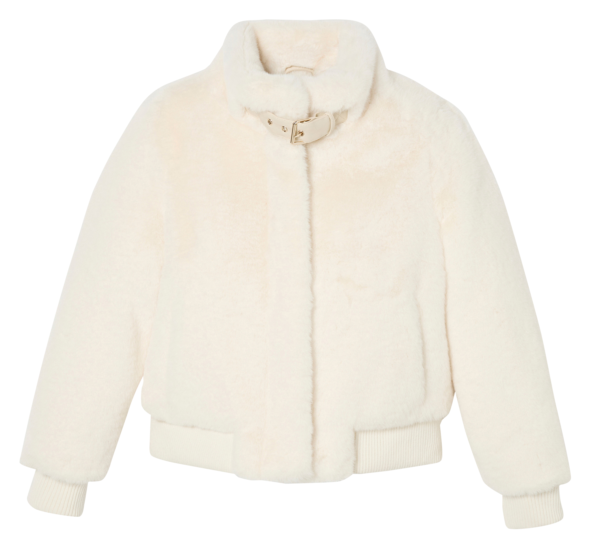 High-neck faux fur jacket ZAPA White