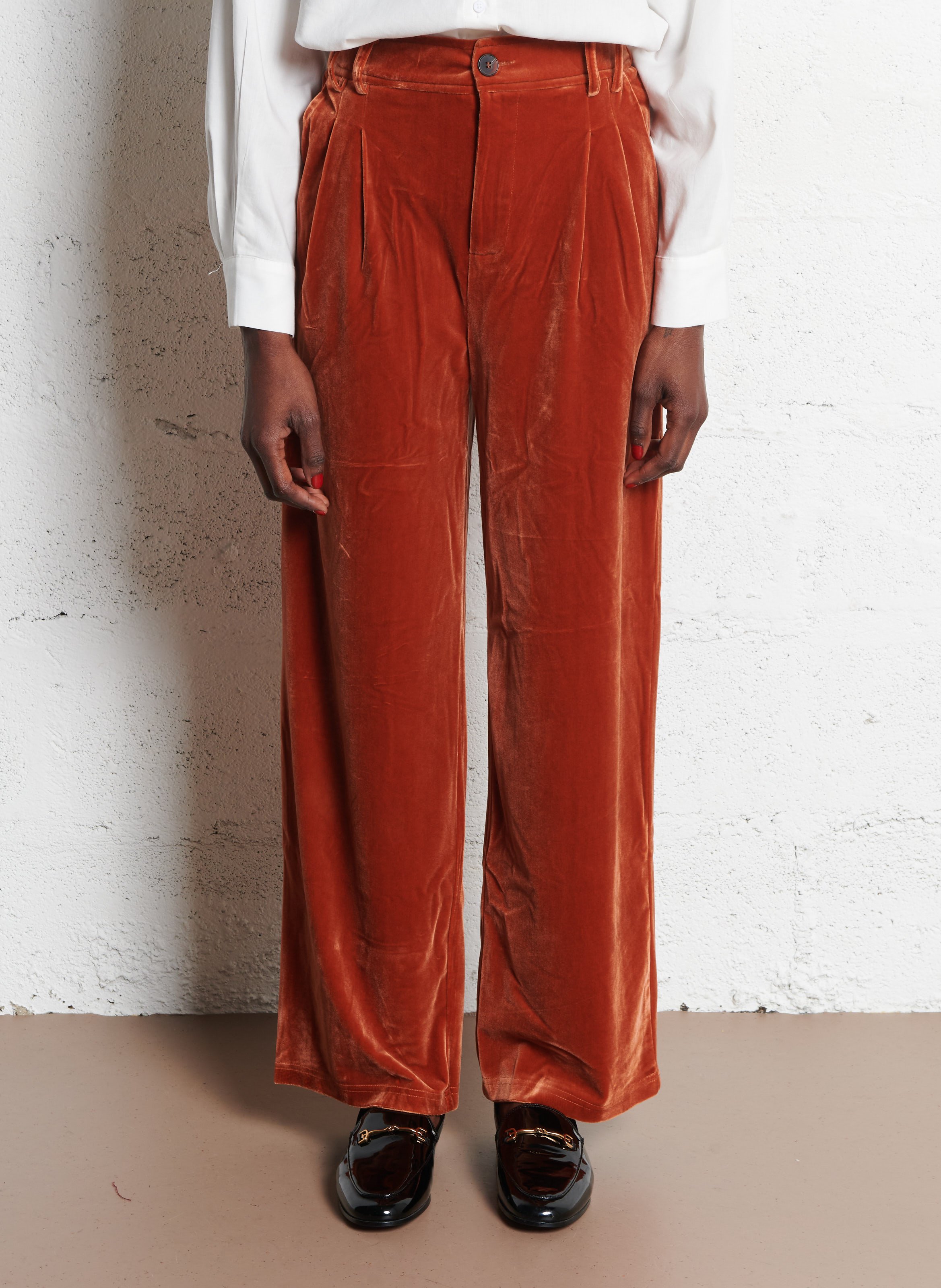 Lace and velvet mixed-media panties SEE U SOON Orange