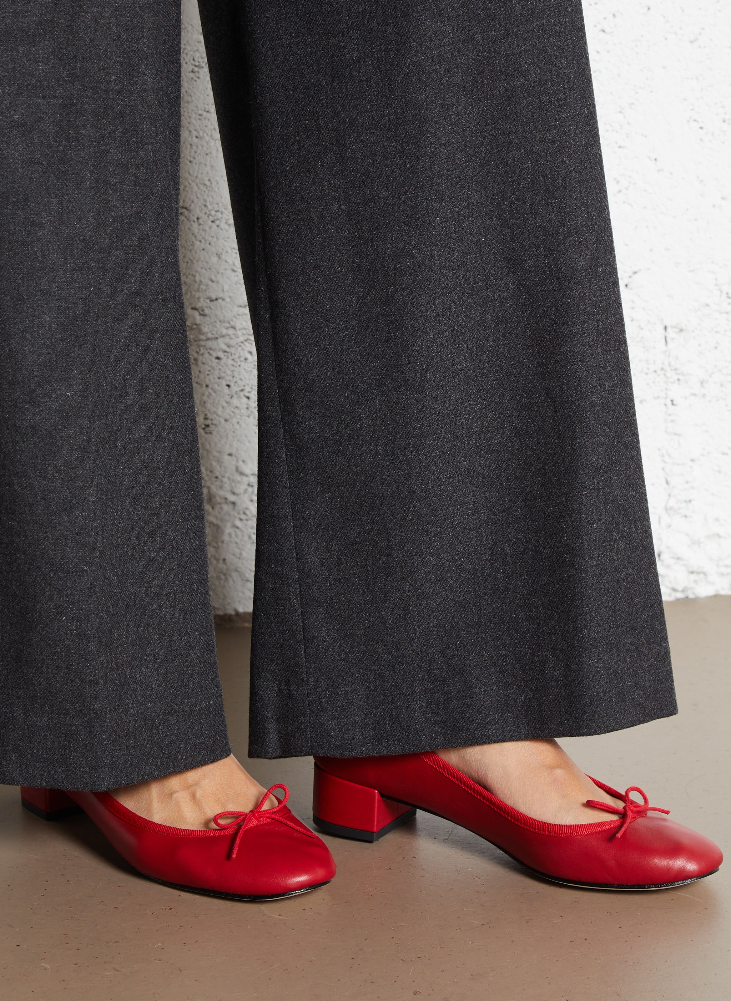 Ballerines à petits talons en cuir REPETTO Rouge