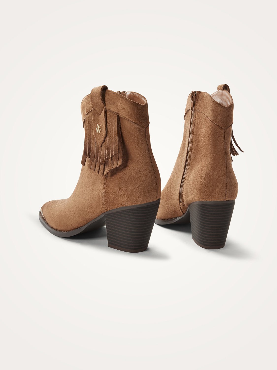 Fringed cowboy ankle boots VANESSA WU Beige