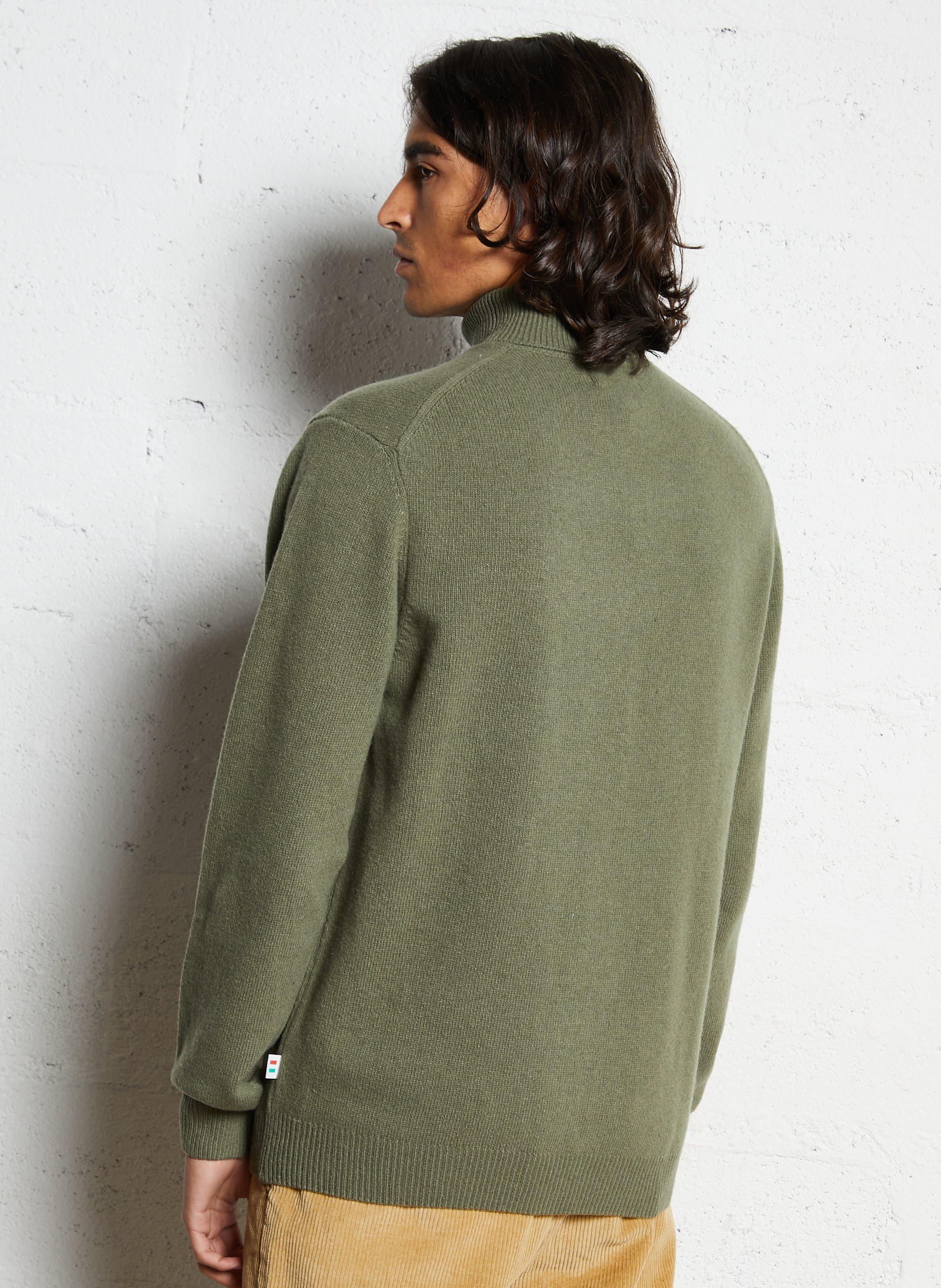 Straight wool-blend polo neck sweater CASUAL FRIDAY Khaki