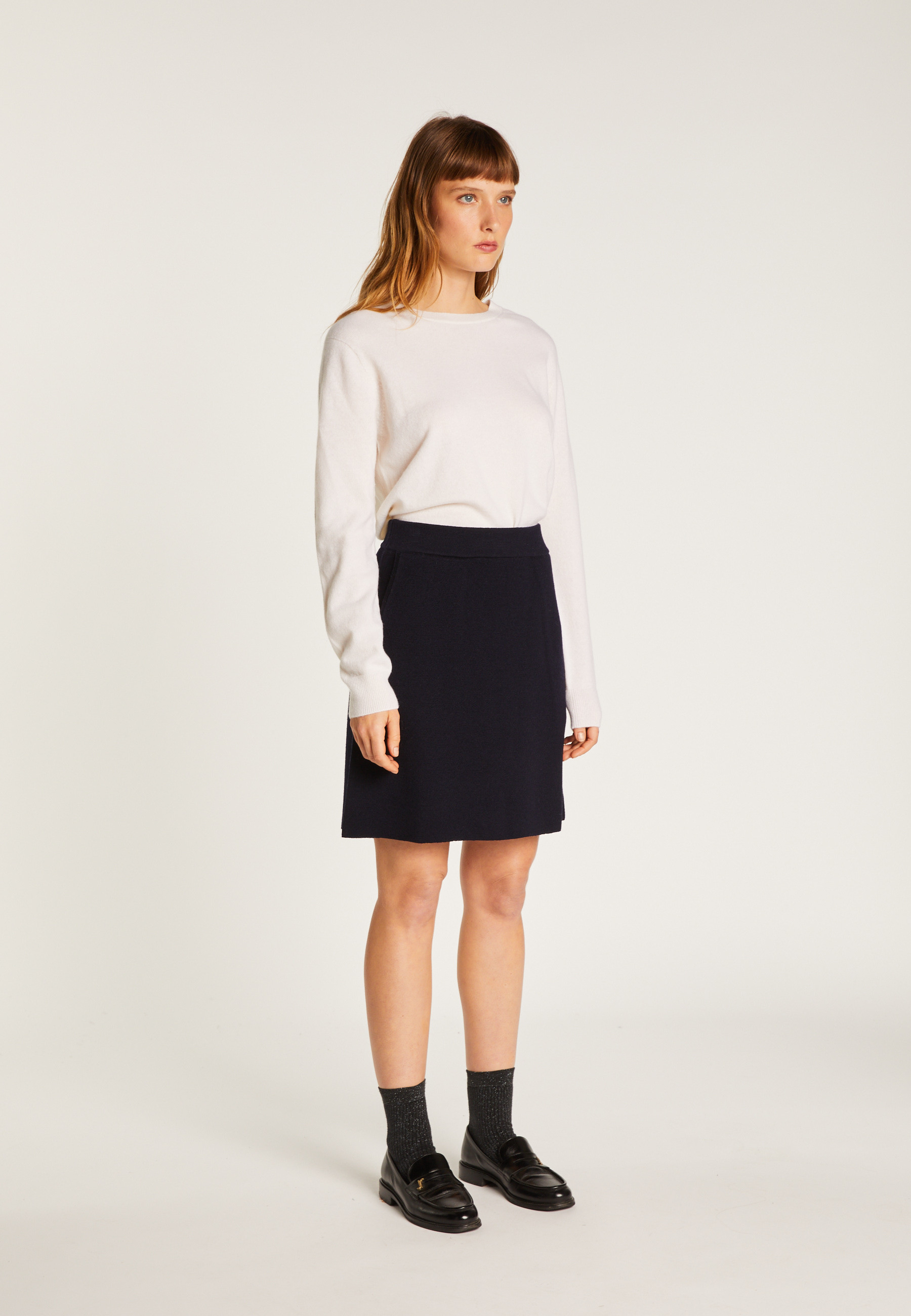 Short merino wool skirt MAISON MONTAGUT Blue