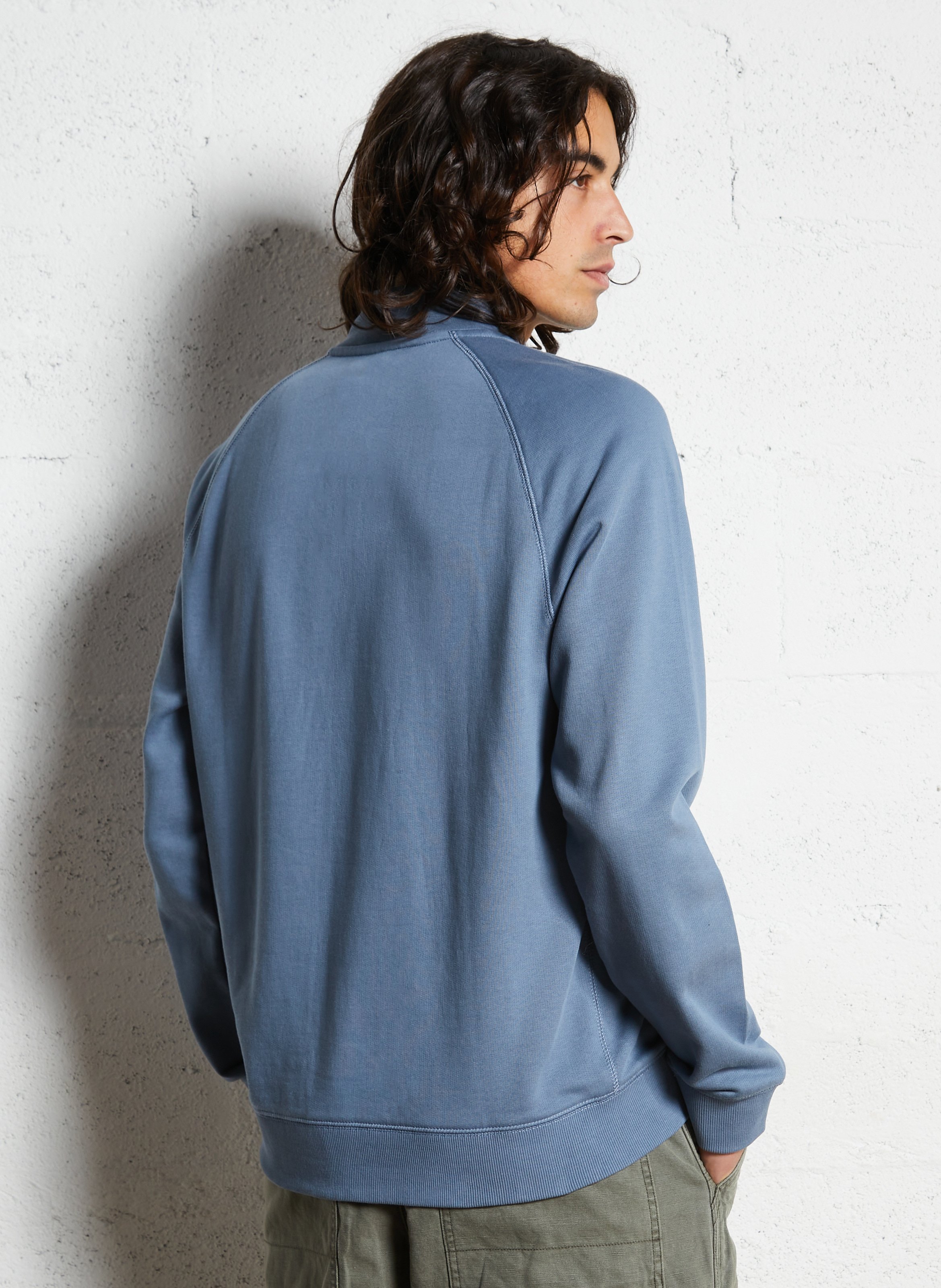 Sweat col zippé regular-fit en coton bio FARAH Bleu