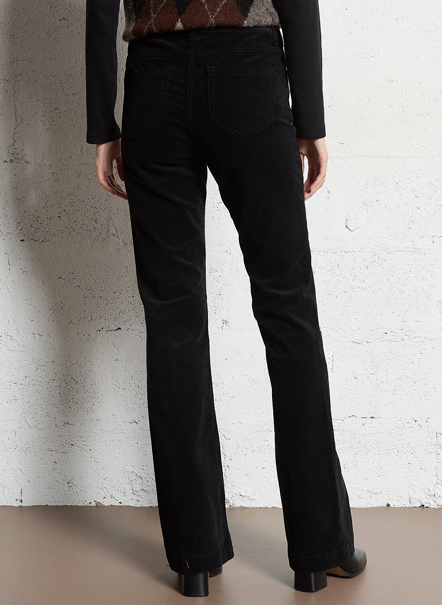 Flared cotton pants Black