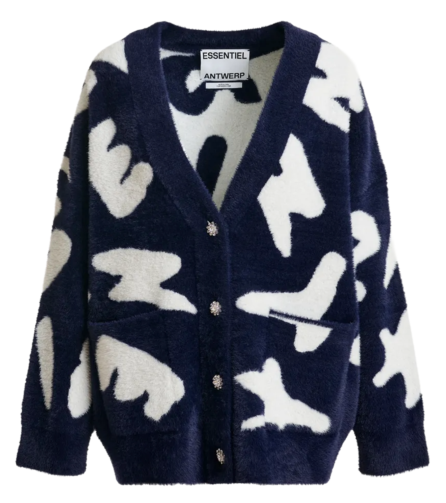 Cardigan à motifs col v ESSENTIEL ANTWERP Bleu