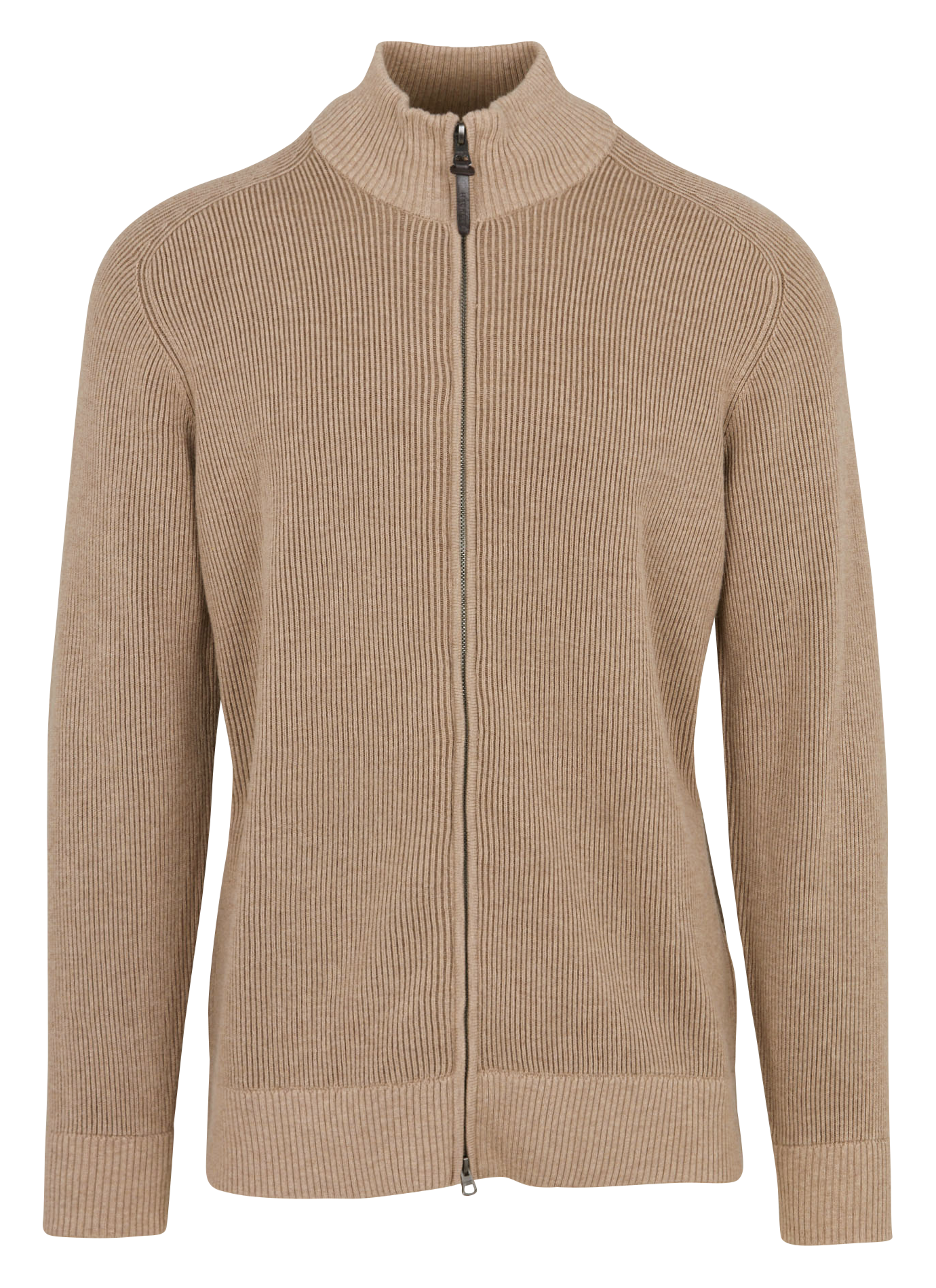 Geribbelde zip-up vest met opstaande kraag HACKETT Bruin