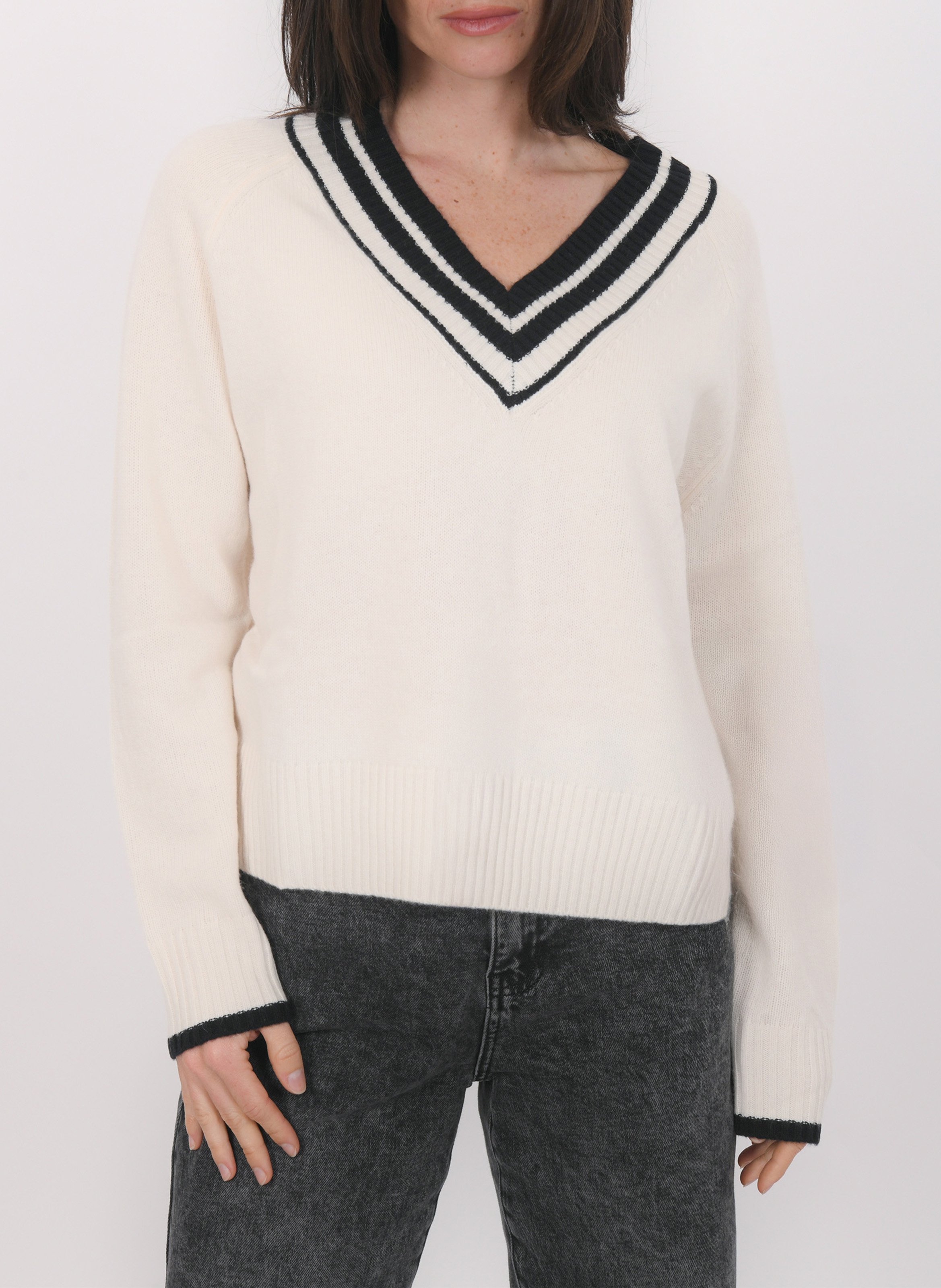 Pull oversize col V en laine et cachemire KOOKAI